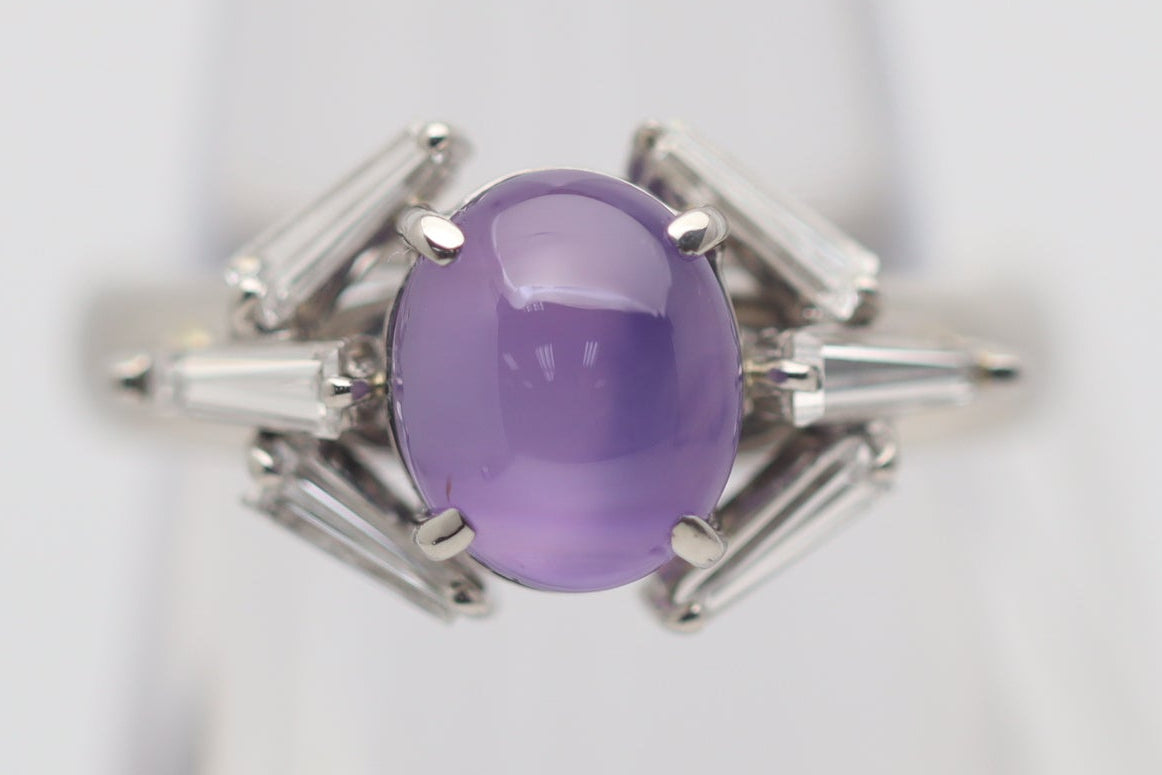 Purple Star Sapphire Diamond Platinum Ring