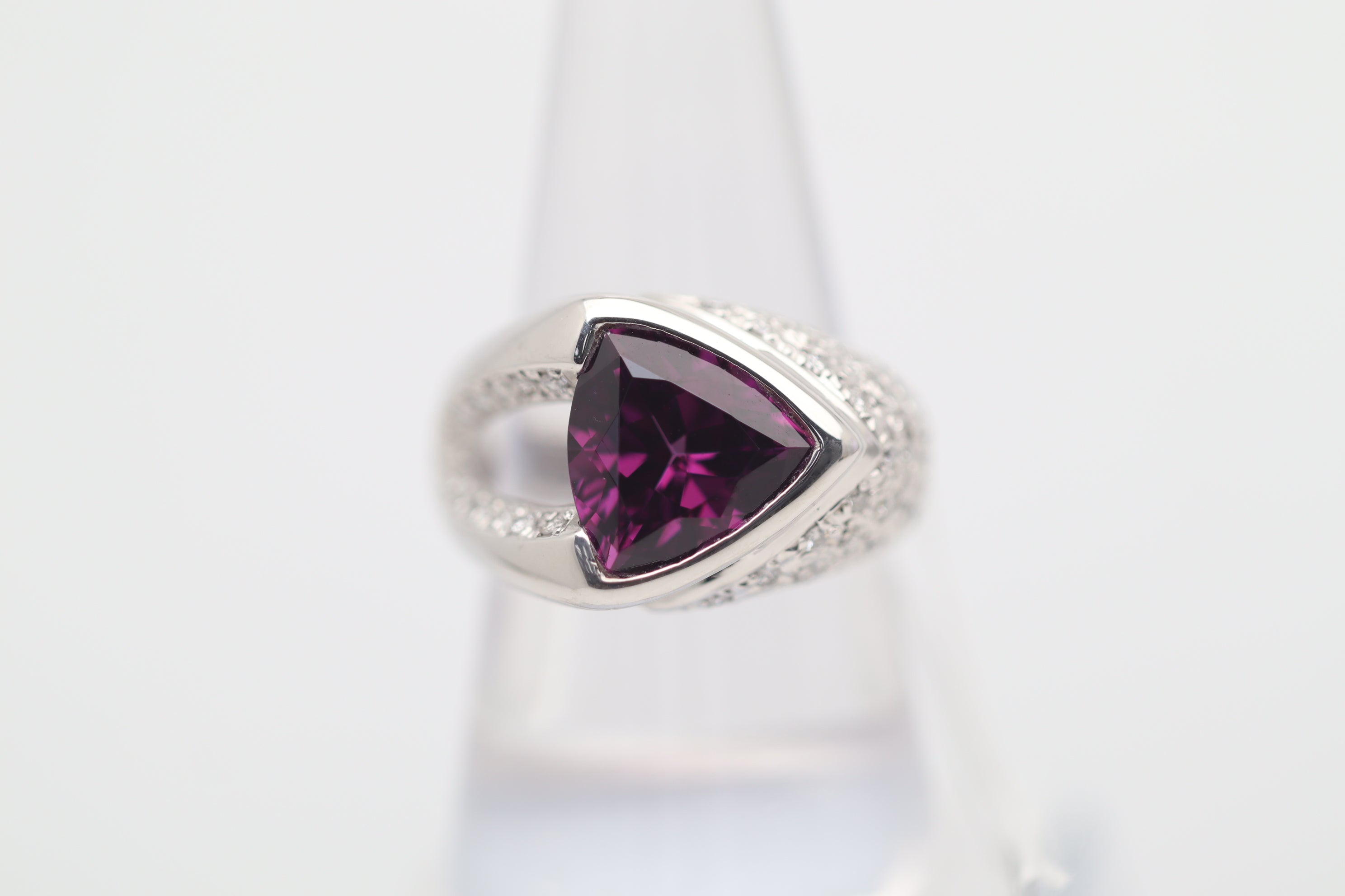 Rhodolite Garnet Diamond Platinum Ring