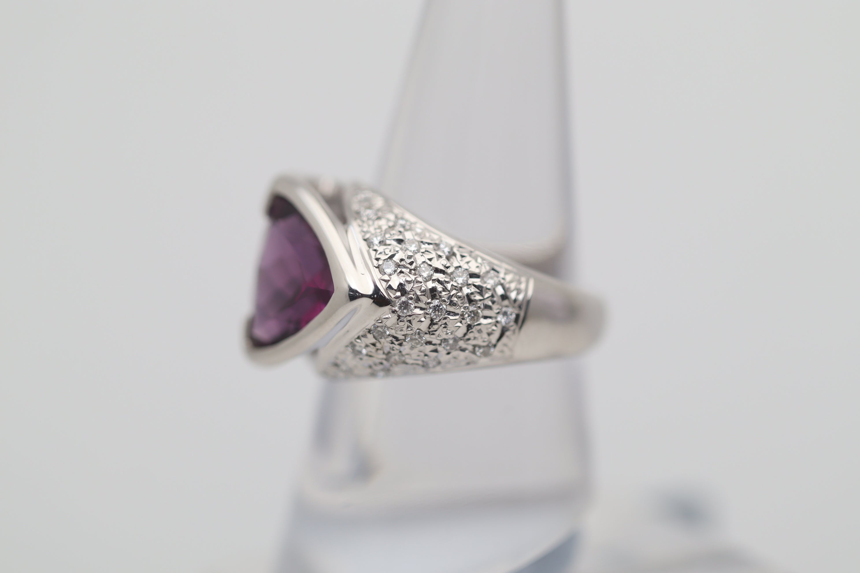 Rhodolite Garnet Diamond Platinum Ring
