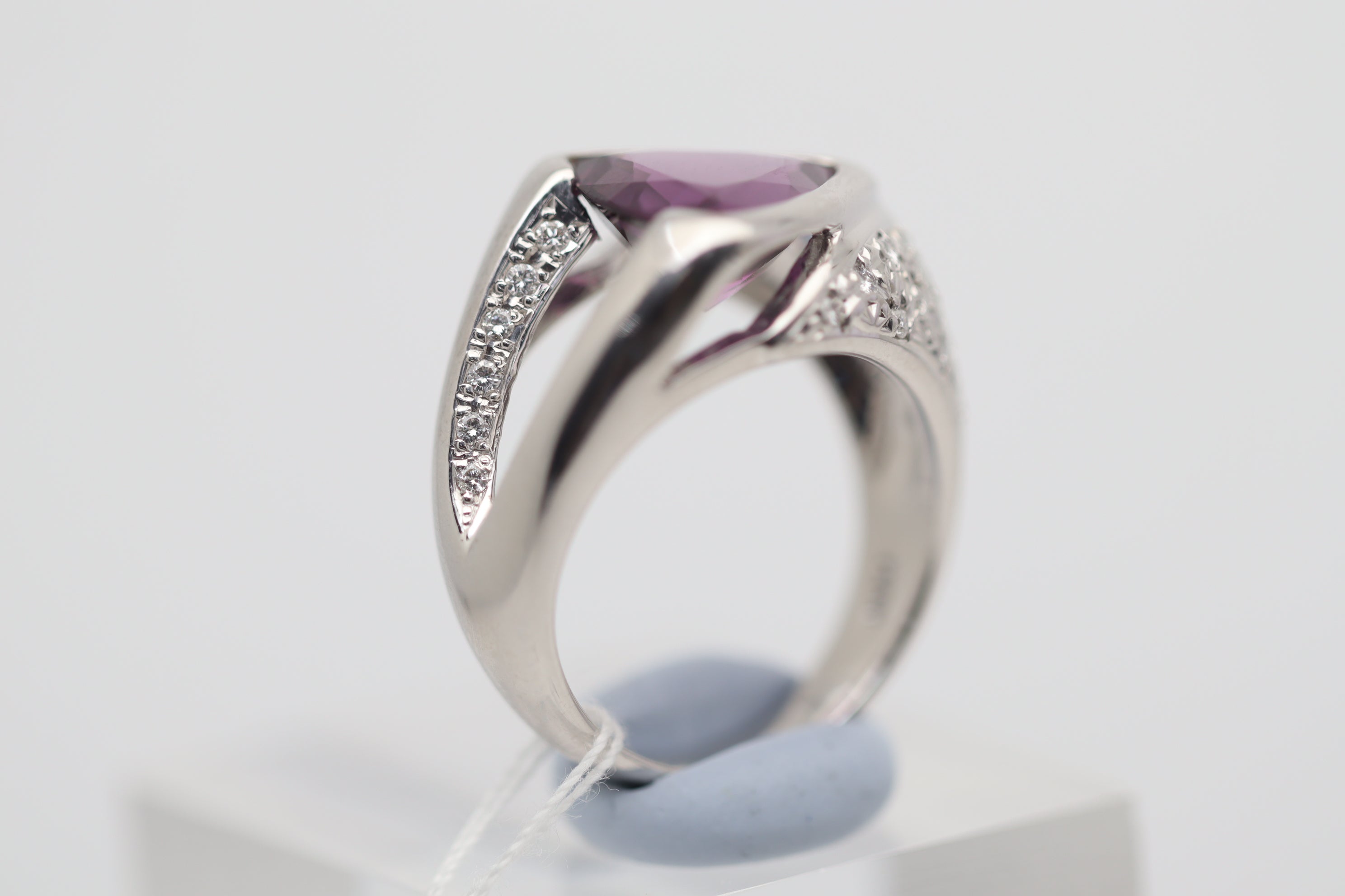 Rhodolite Garnet Diamond Platinum Ring