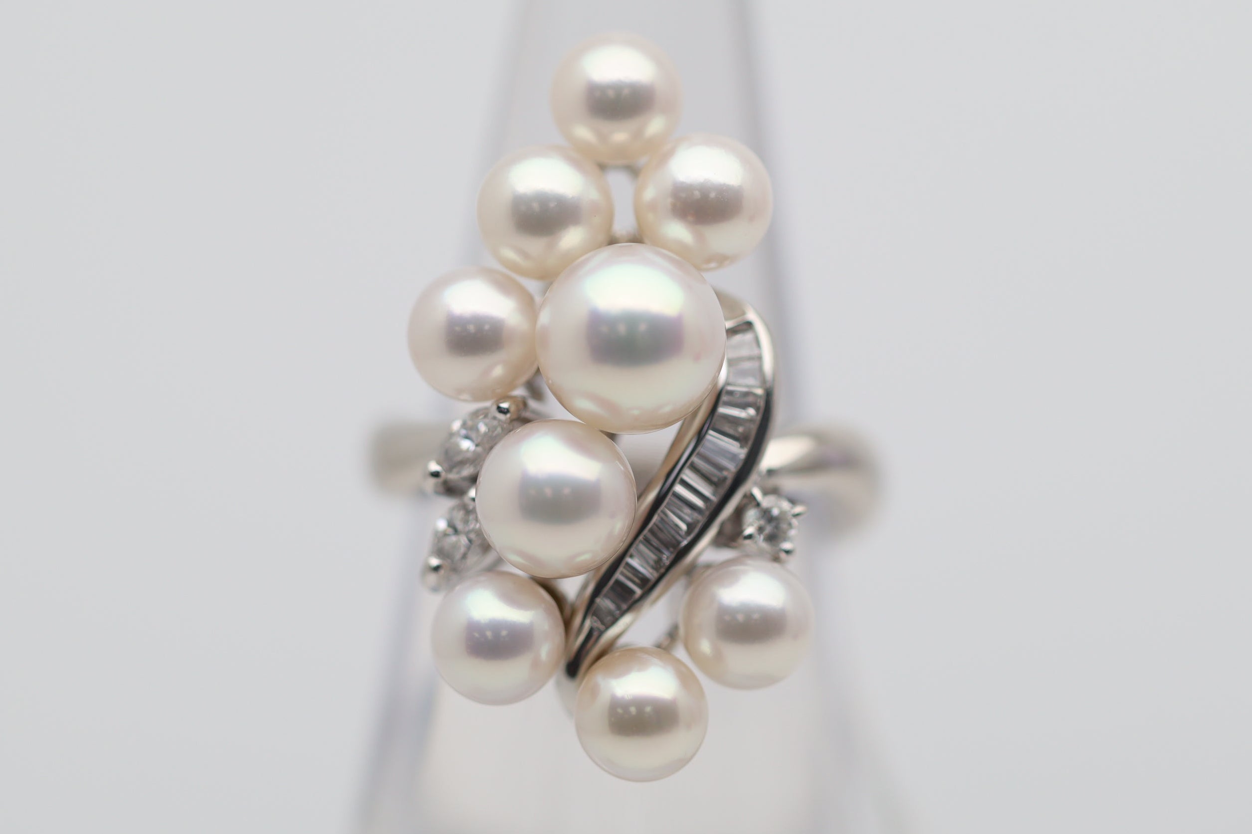 Akoya Pearl Diamond Platinum Ring