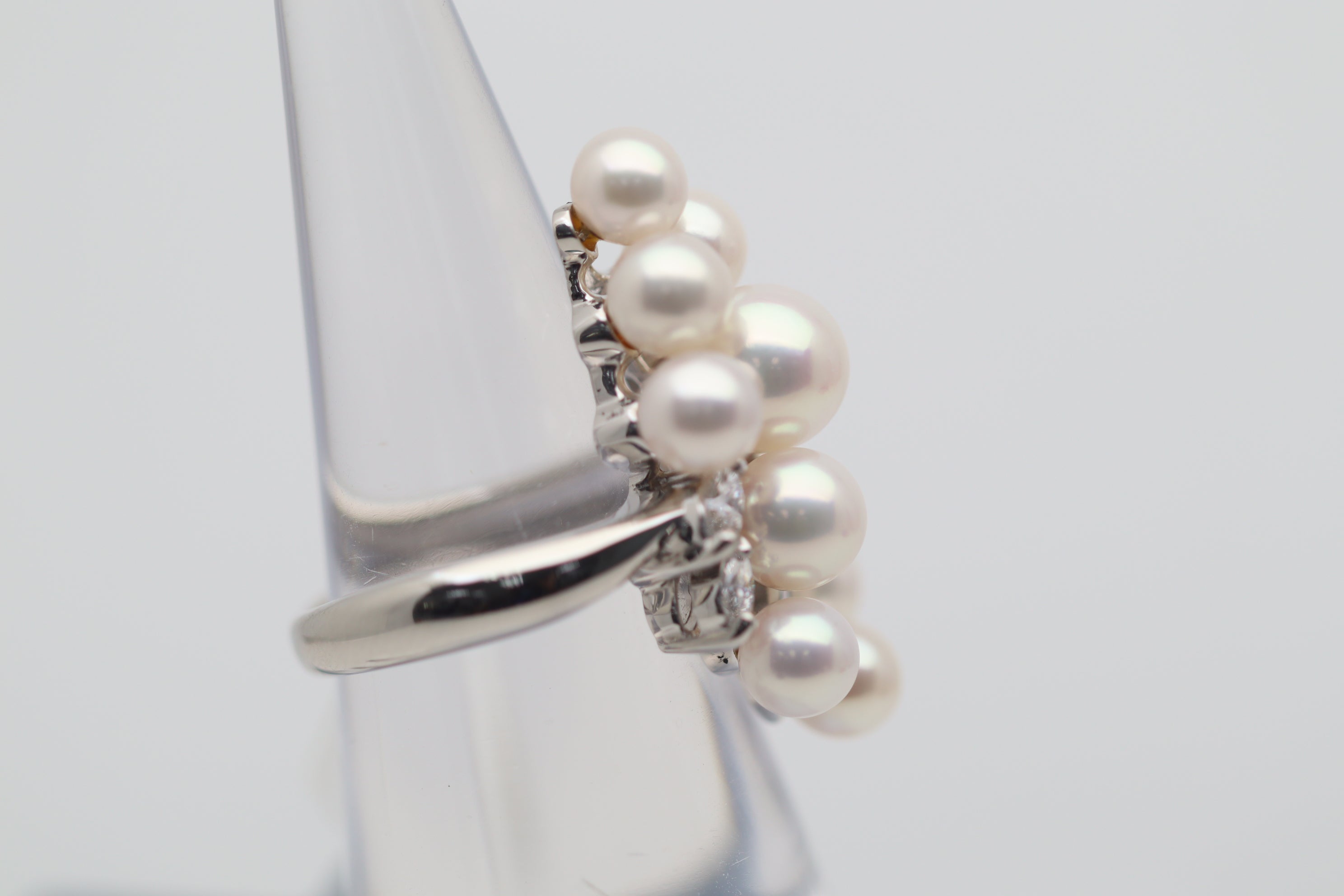 Akoya Pearl Diamond Platinum Ring