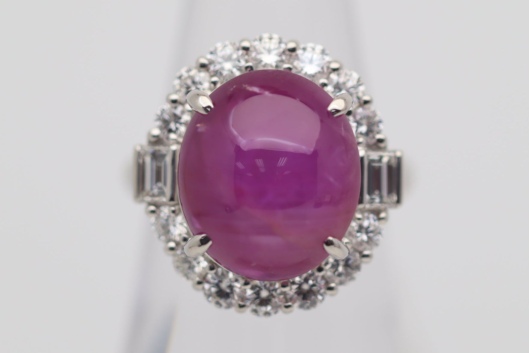 15.40 Carat Star Ruby Diamond Platinum Cocktail Ring