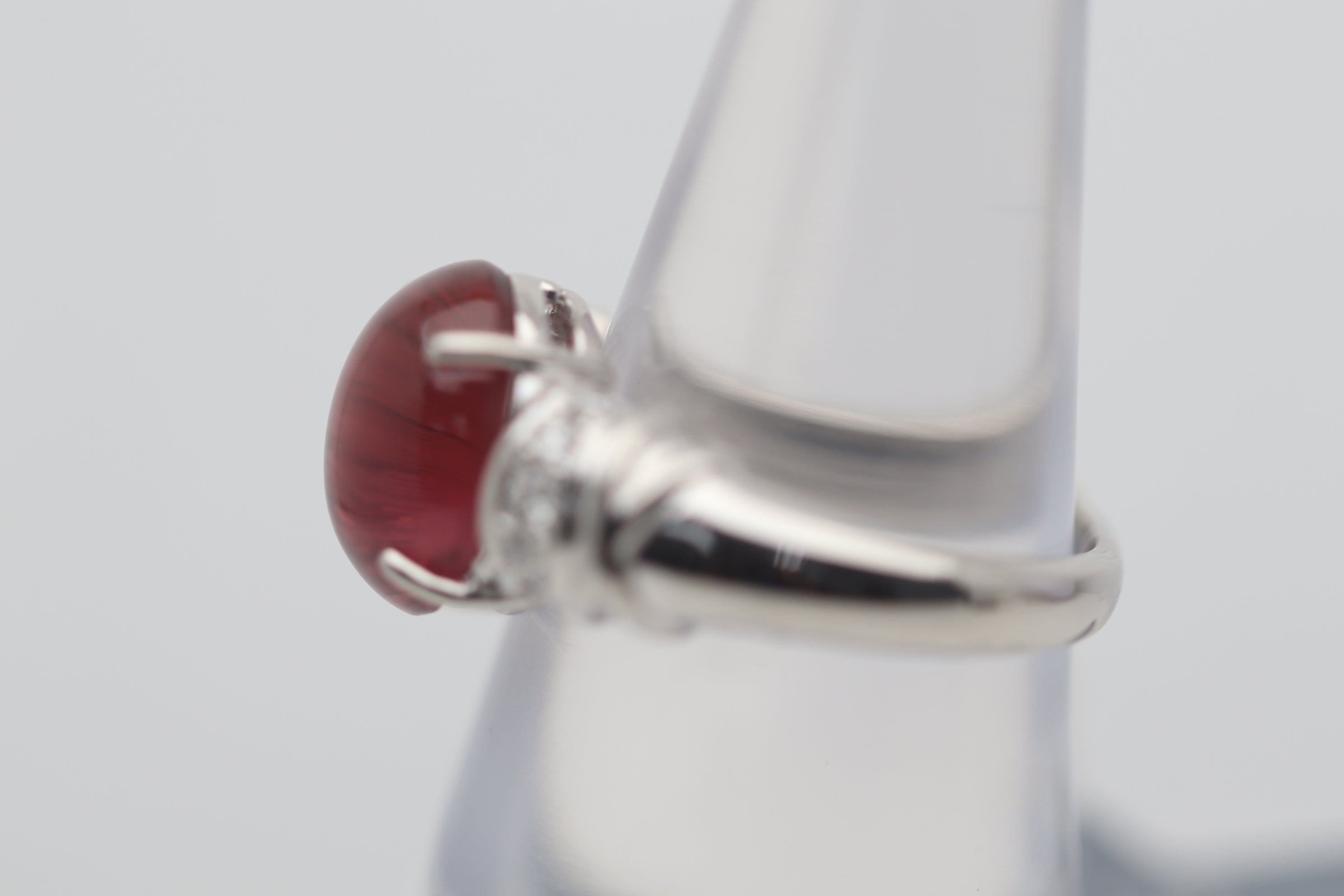 Cats Eye Tourmaline Diamond Platinum Ring