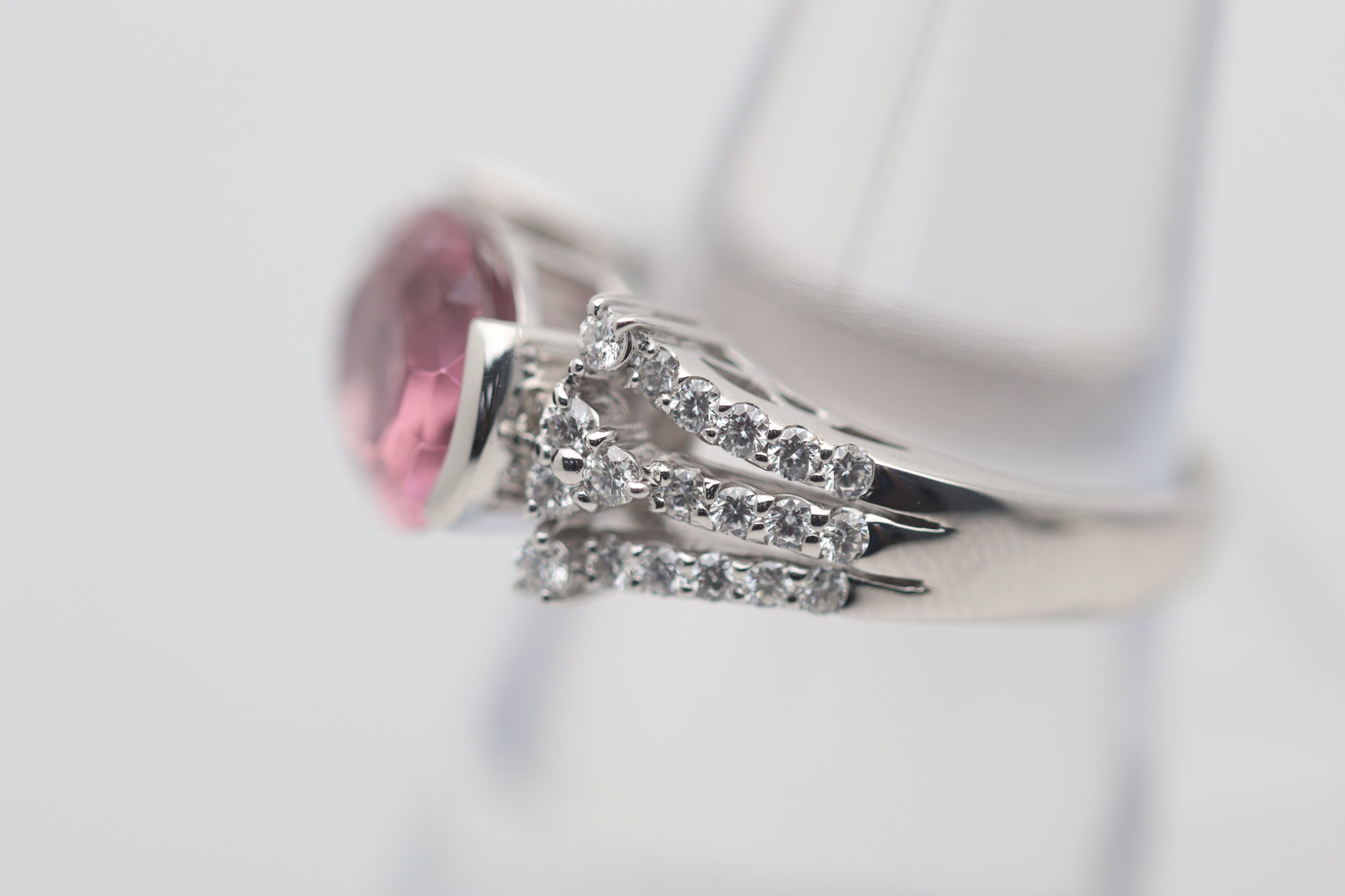 Pink Tourmaline Diamond Gold Ring