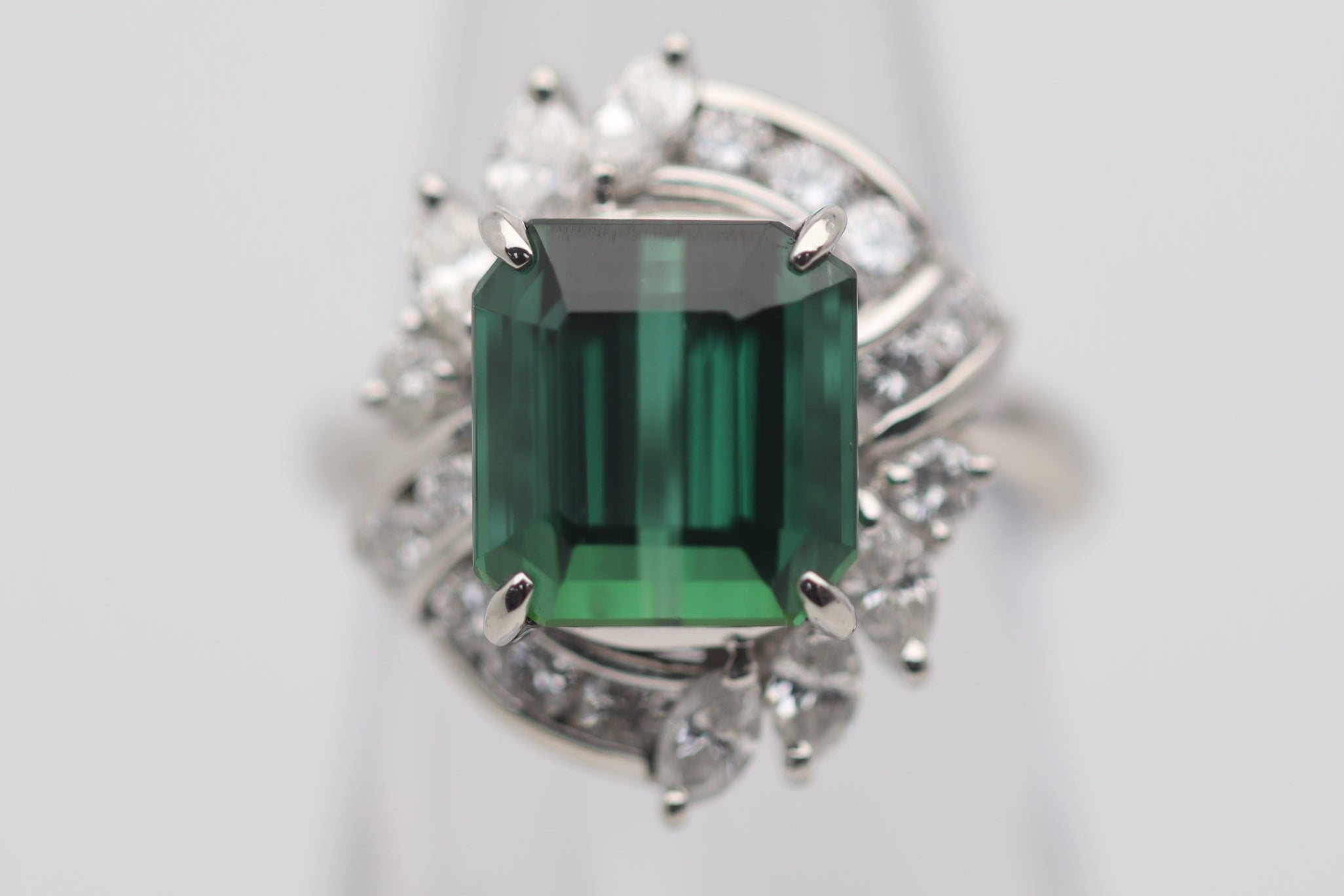 Gem Tourmaline Diamond Platinum Ring