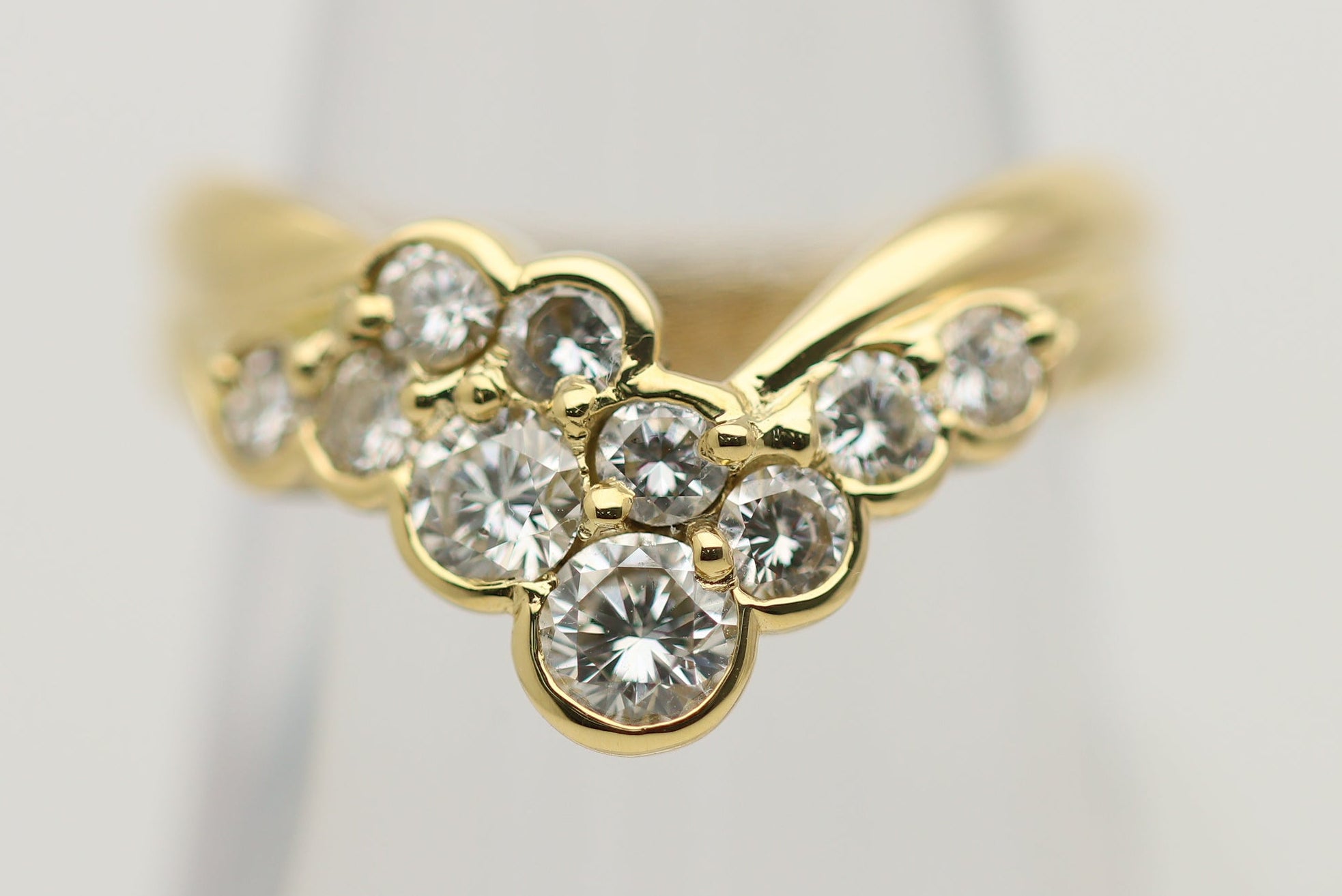 Diamond Gold V-Shape Band Ring