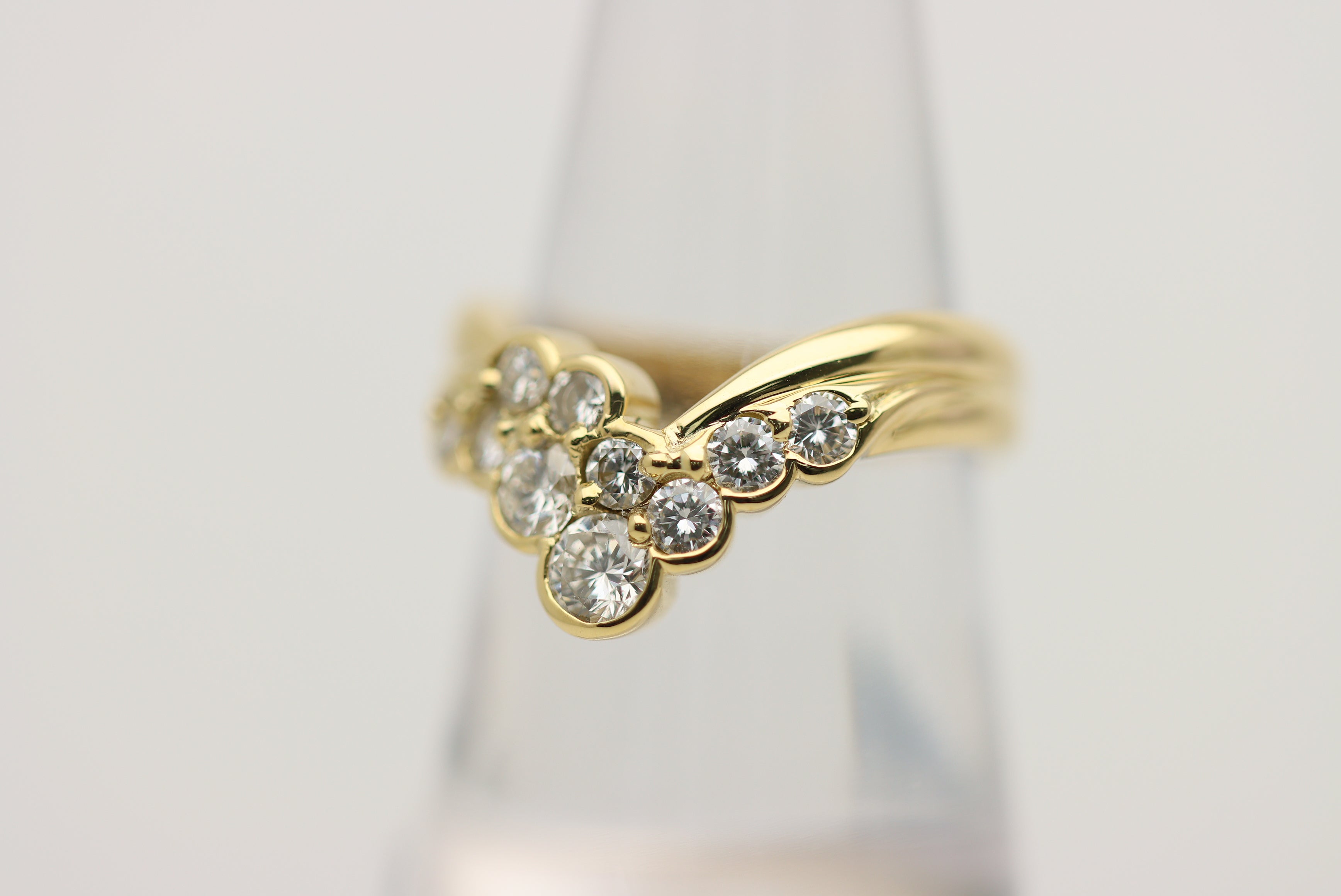 Diamond Gold V-Shape Band Ring