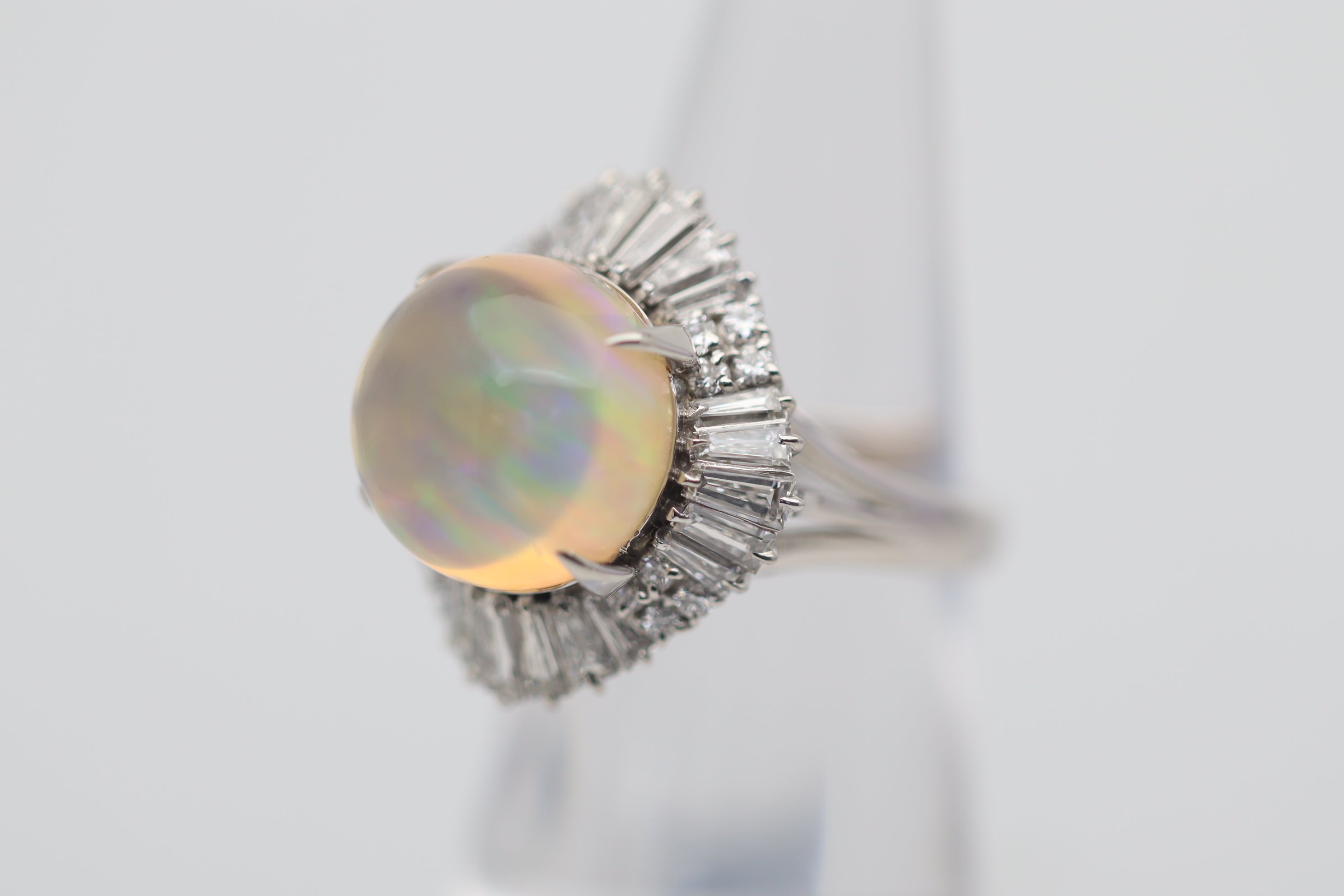 8.59 Carat “Disco Ball” Fire Opal Diamond Platinum Cocktail Ring
