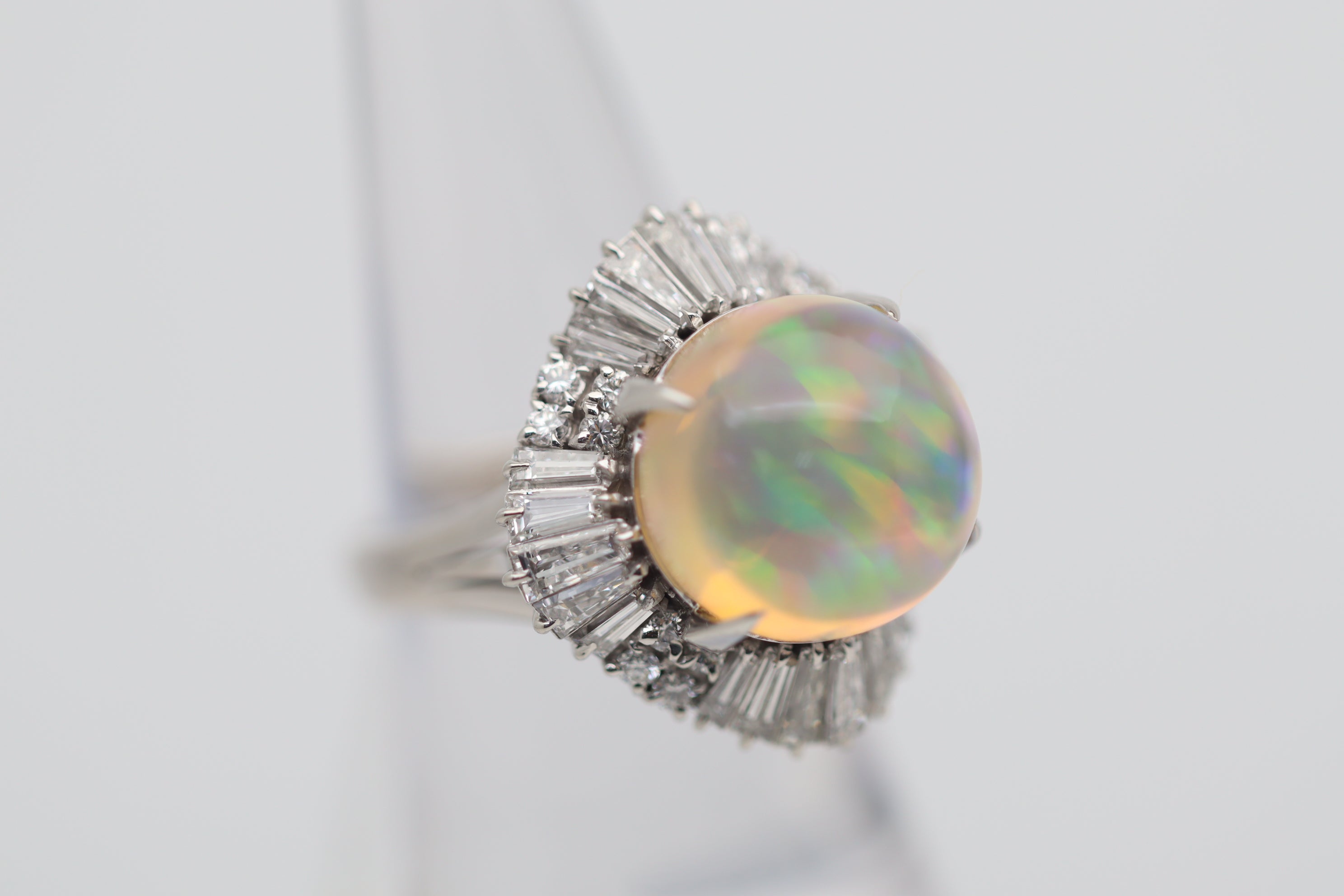 8.59 Carat “Disco Ball” Fire Opal Diamond Platinum Cocktail Ring