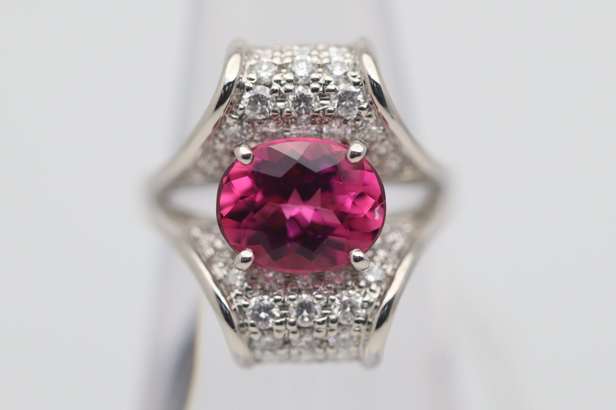 2.49 Carat Rubellite Tourmaline Diamond Platinum Ring