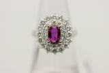 1.36 Carat Ruby Diamond Double-Halo Platinum Ring