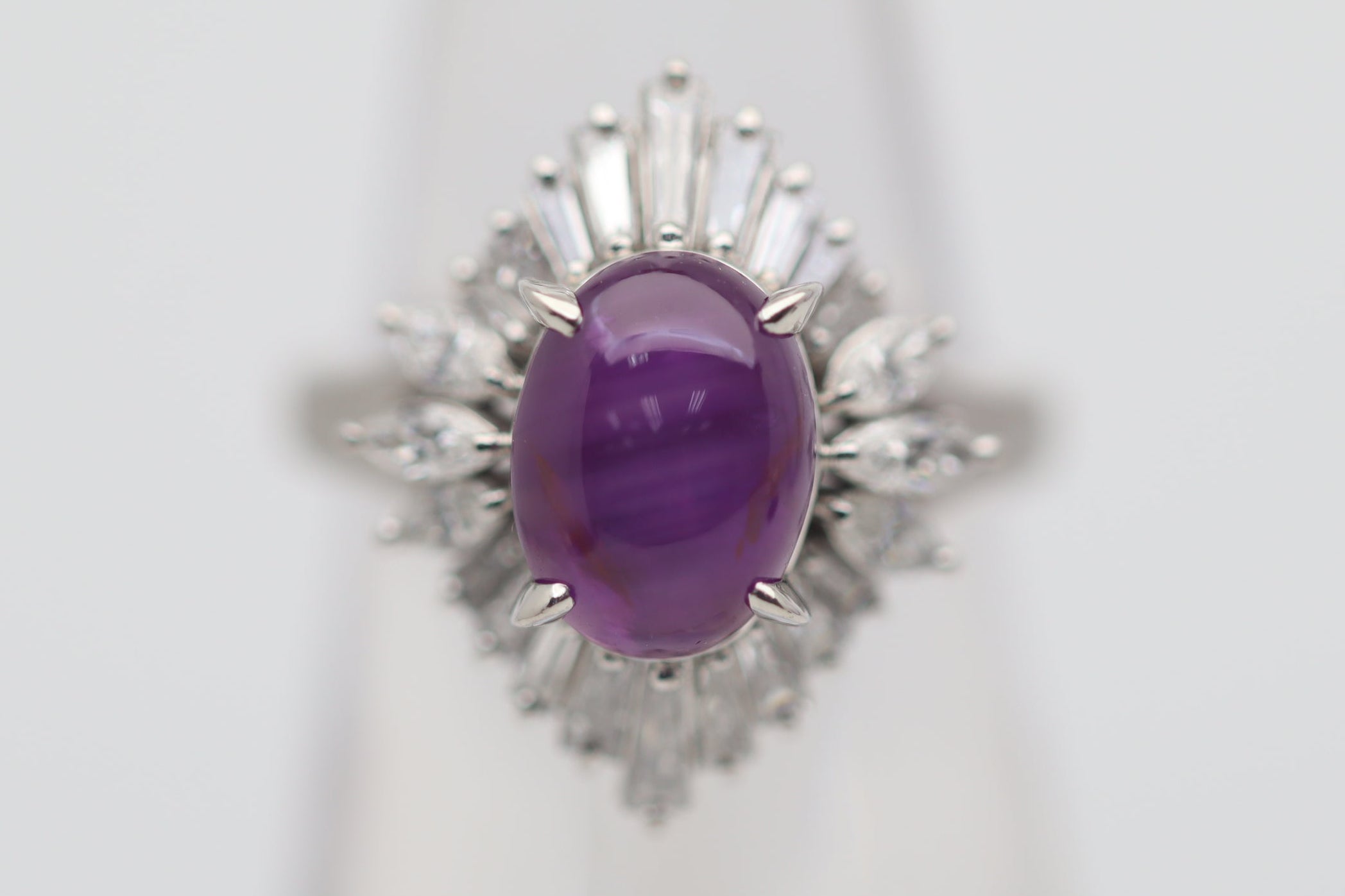 Star Sapphire Diamond Platinum Ring, GIA Certified