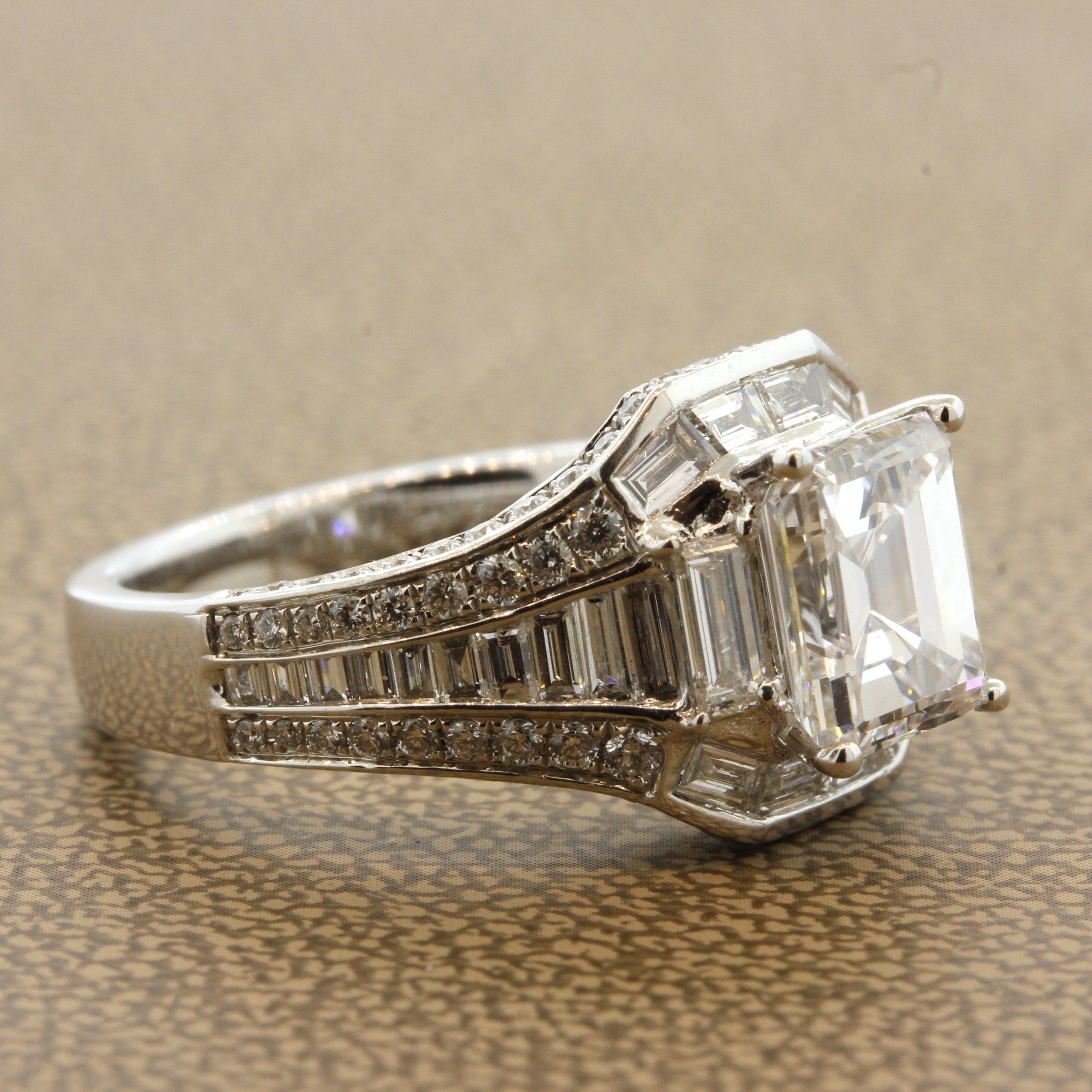 2.26 Carat Emerald-Cut Diamond Gold Engagement Ring, GIA Certified E-VS1