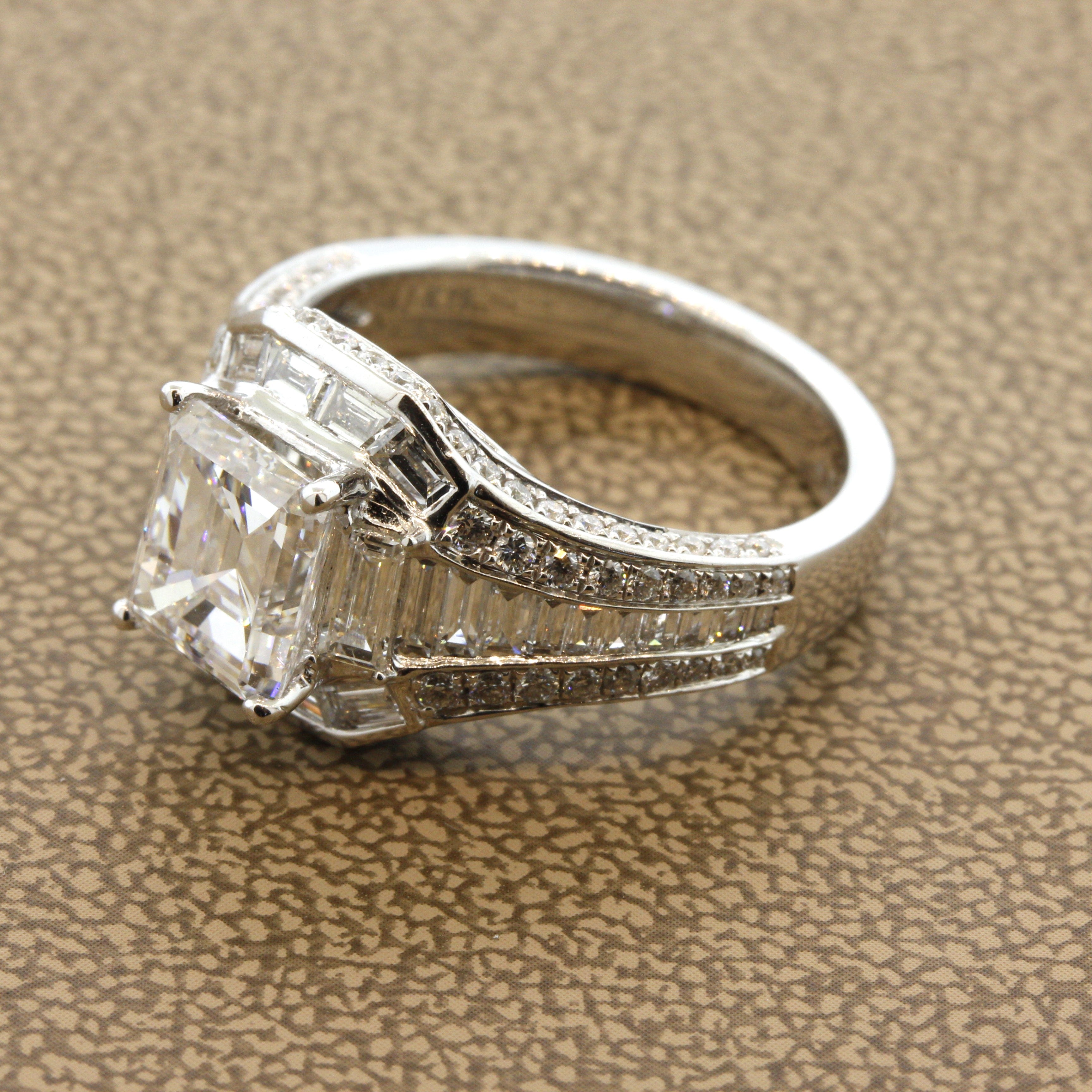 2.26 Carat Emerald-Cut Diamond Gold Engagement Ring, GIA Certified E-VS1