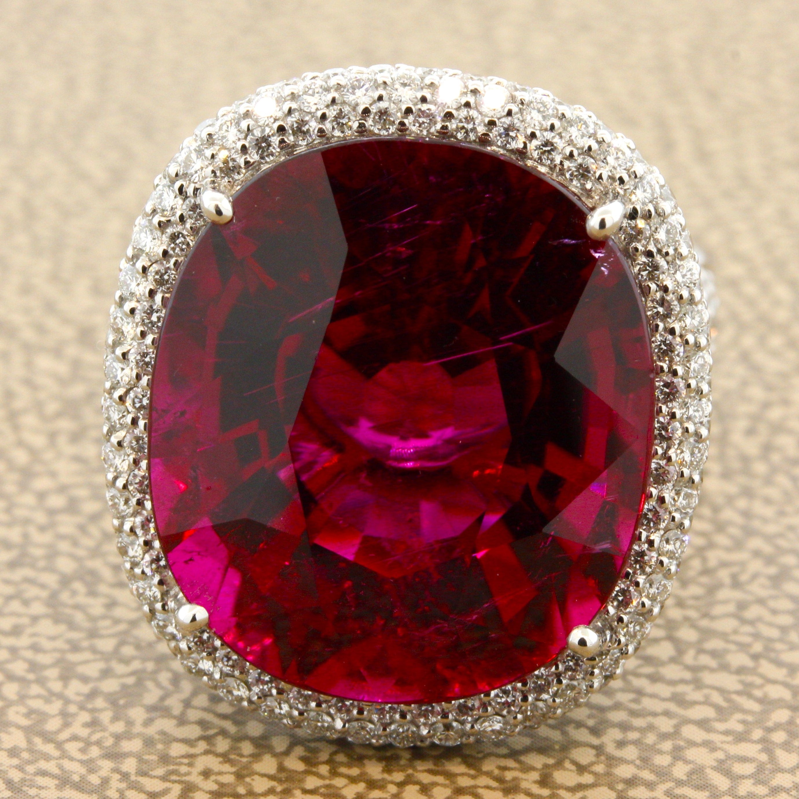 Magnificent Rubellite Tourmaline Diamond Gold Ring