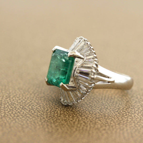 5.21 Carat Emerald Diamond Platinum Ring