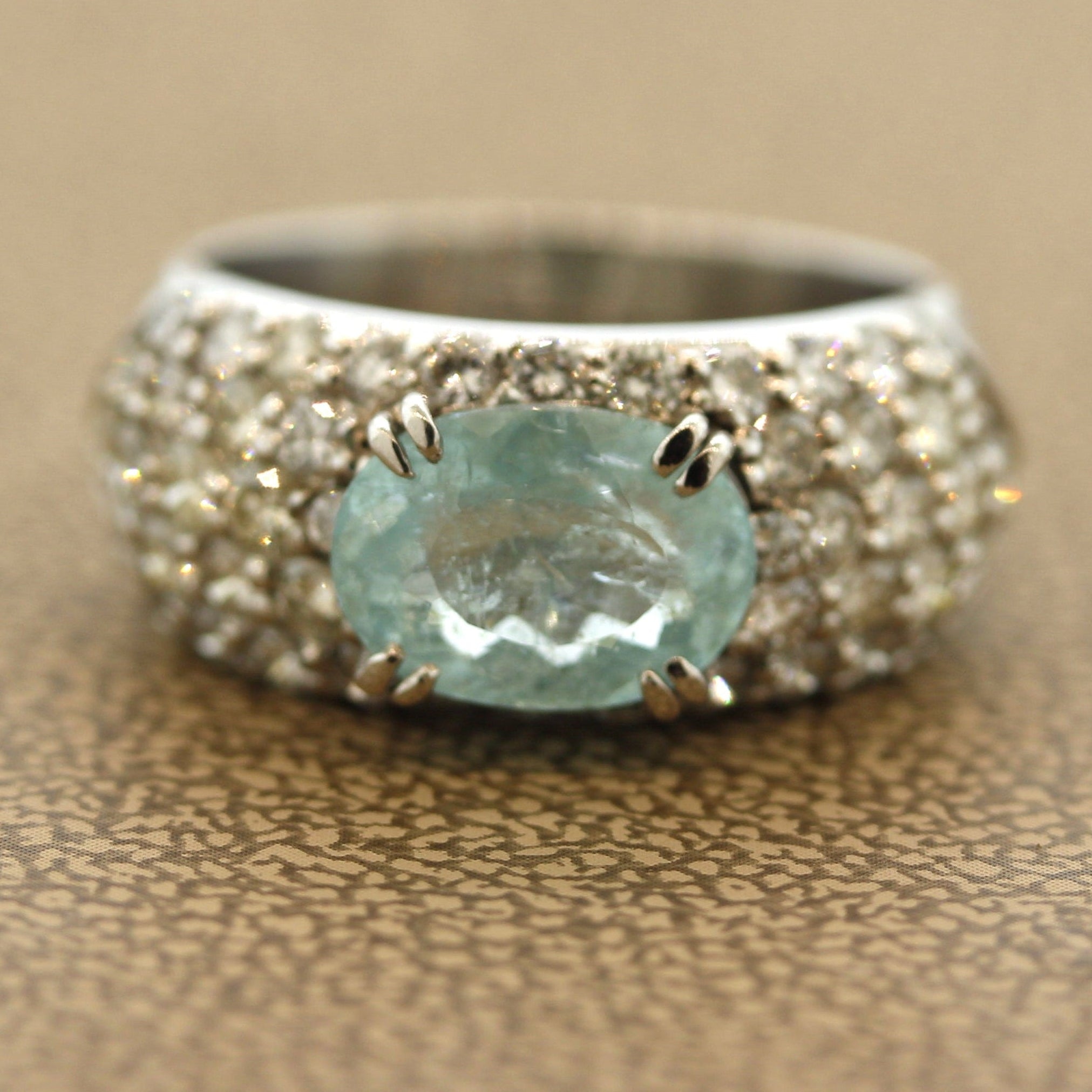 Paraiba Tourmaline Diamond Platinum Band Ring