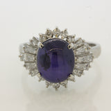 Purple Star Sapphire Diamond Platinum Ring