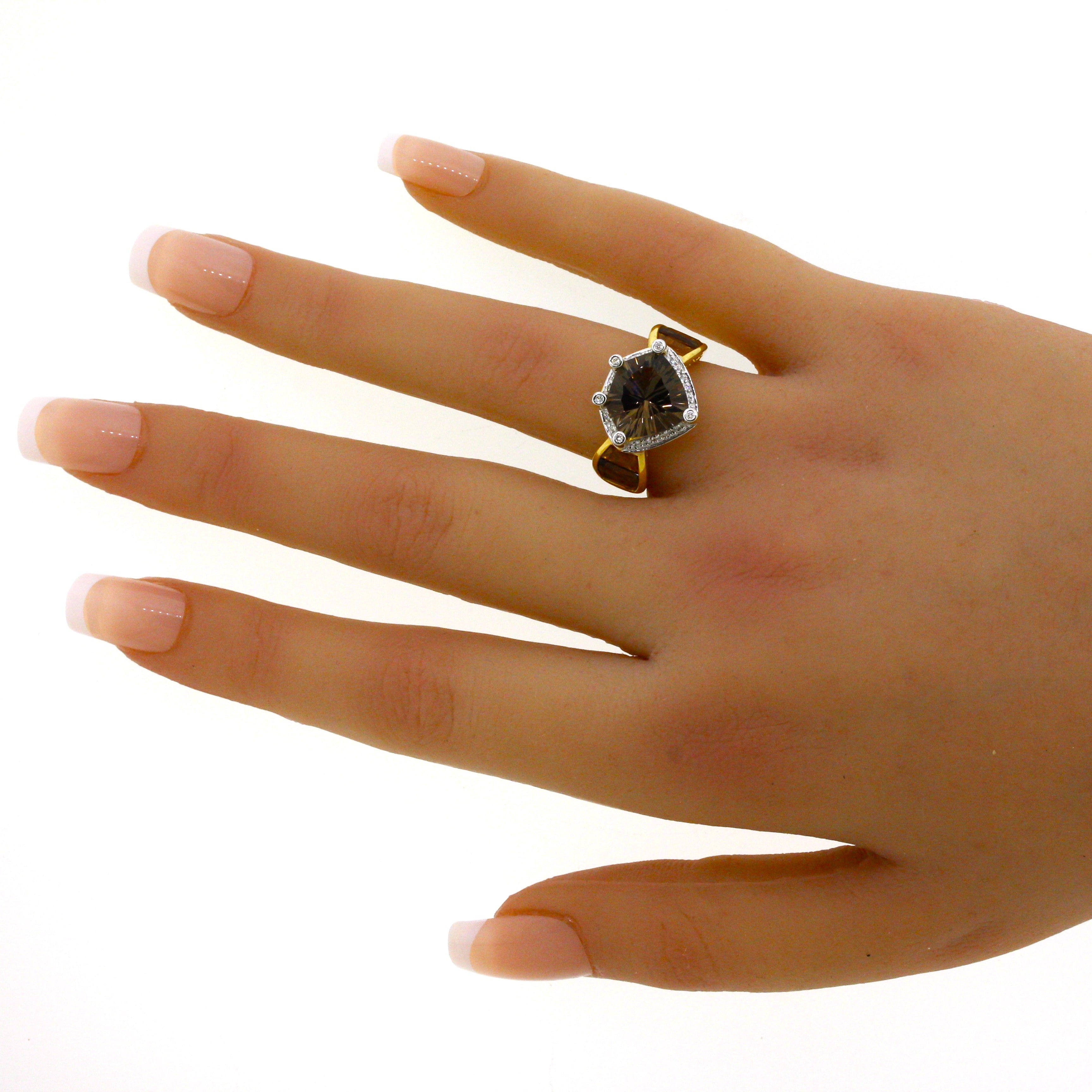 Bellarri Smoky Quartz Citrine Diamond Gold Ring