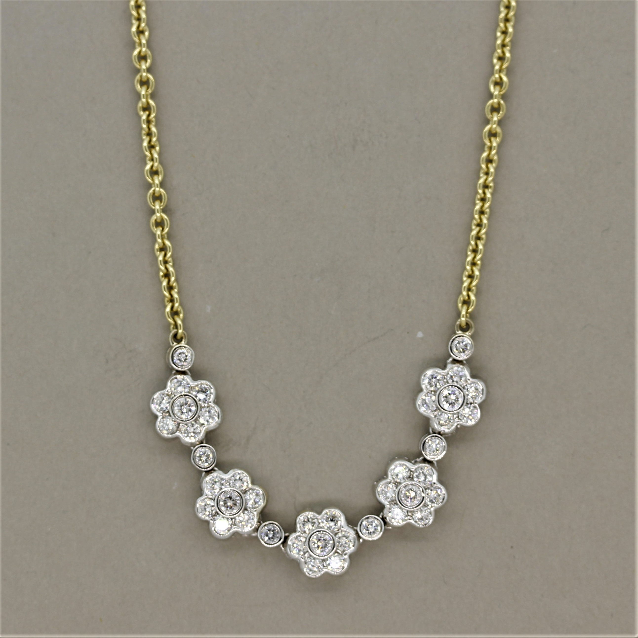 Diamond Gold Flower Necklace