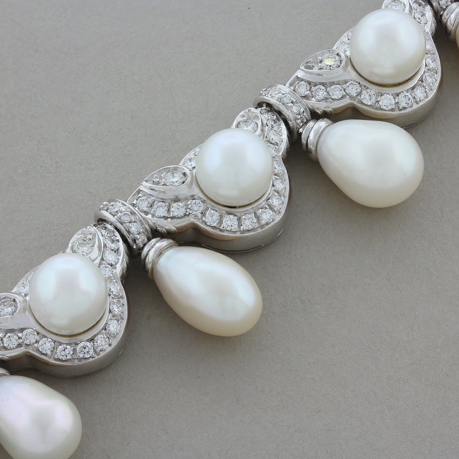 Akoya Pearl Diamond Gold Drop Necklace