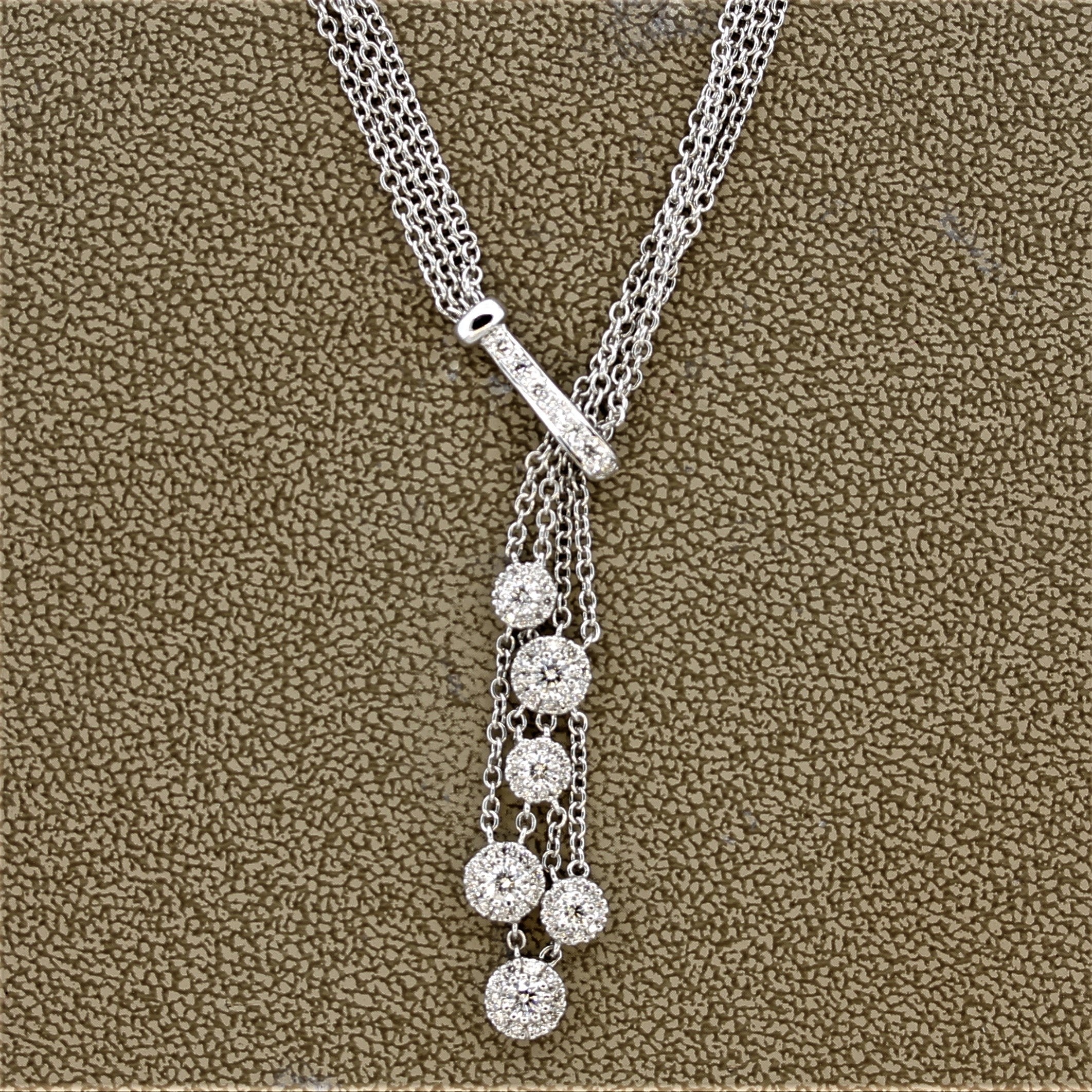 Diamond Multi-Strand Gold Drop Necklace