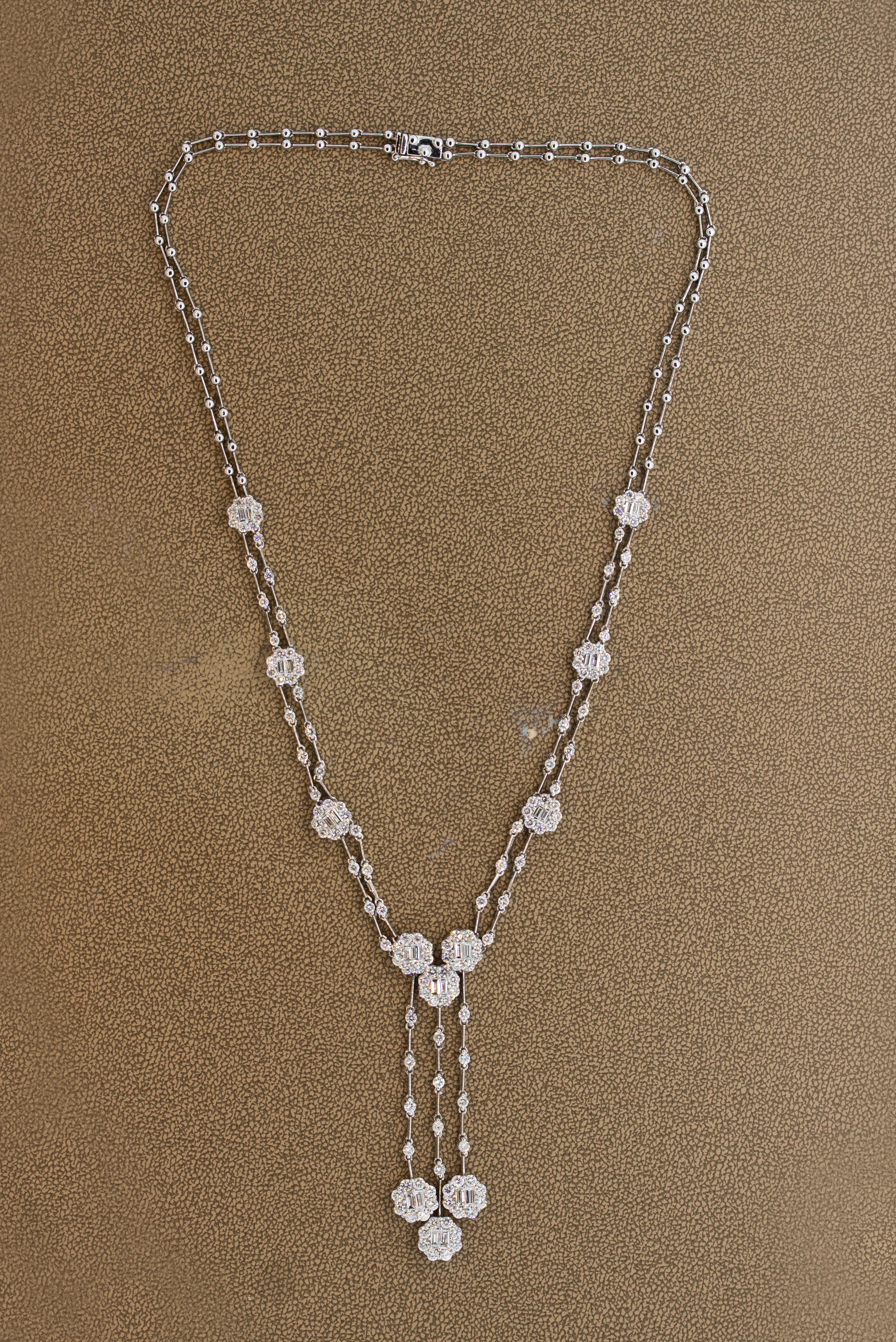 Diamond Drop Gold Double-Strand Necklace