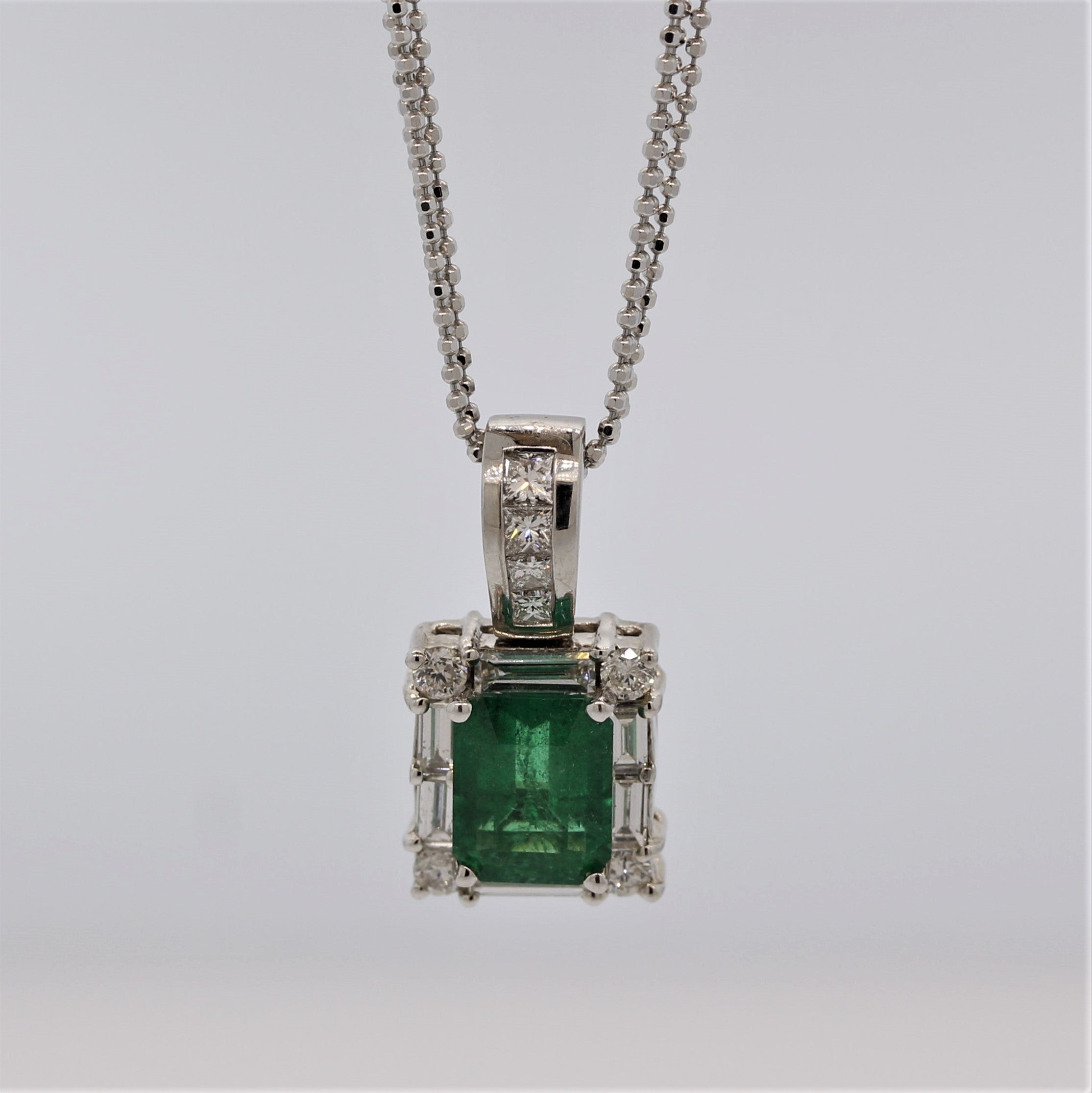 Emerald Diamond Gold Frame Pendant