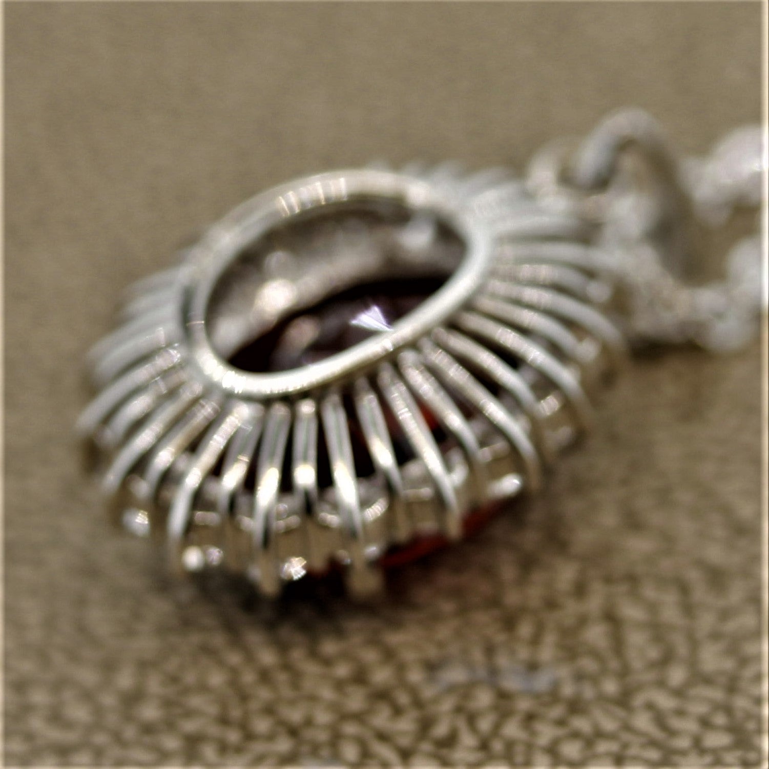 Spessartine Garnet Diamond Halo Platinum Pendant