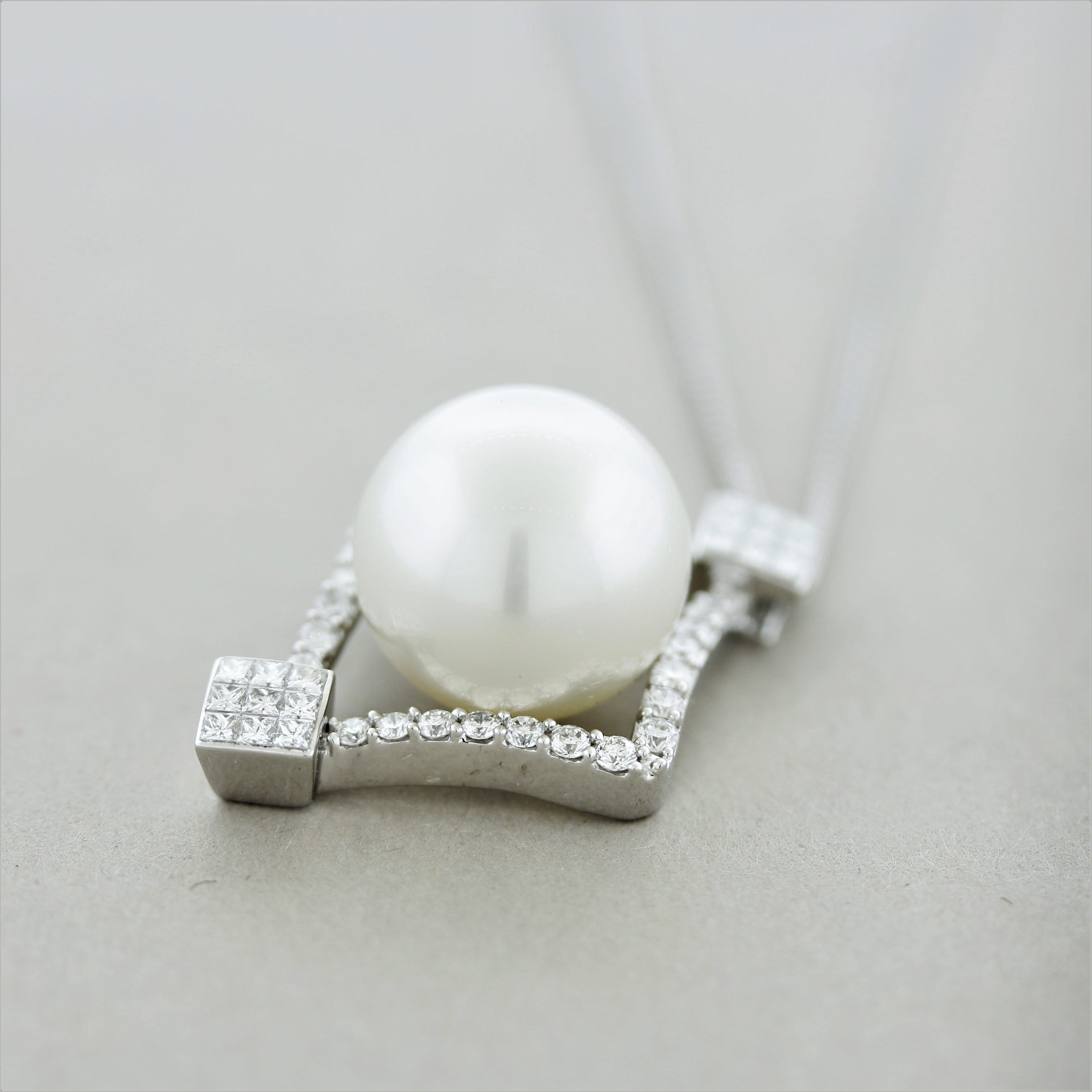 South Sea Pearl Diamond Gold Pendant