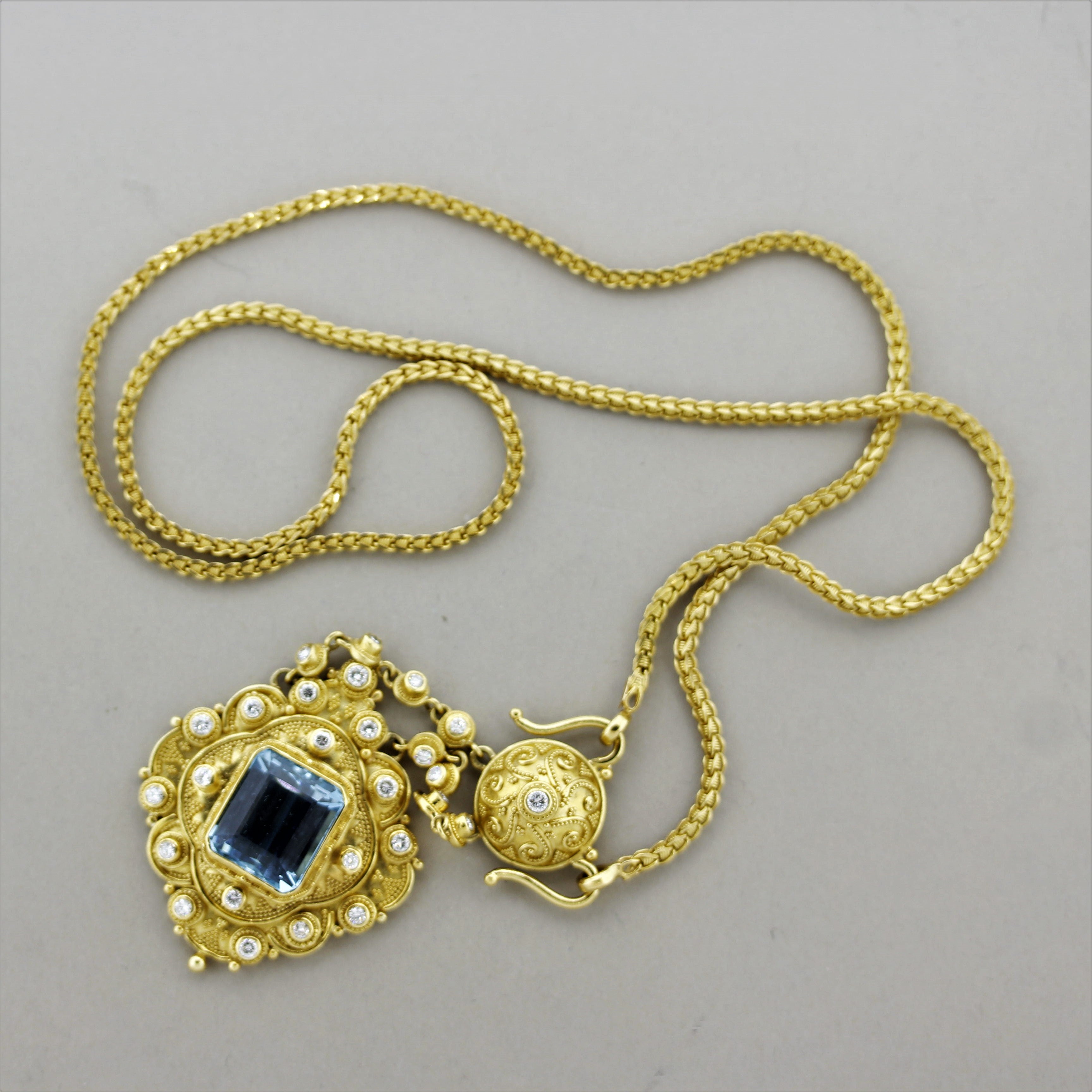 Luna Felix Aquamarine Diamond Gold Pendant