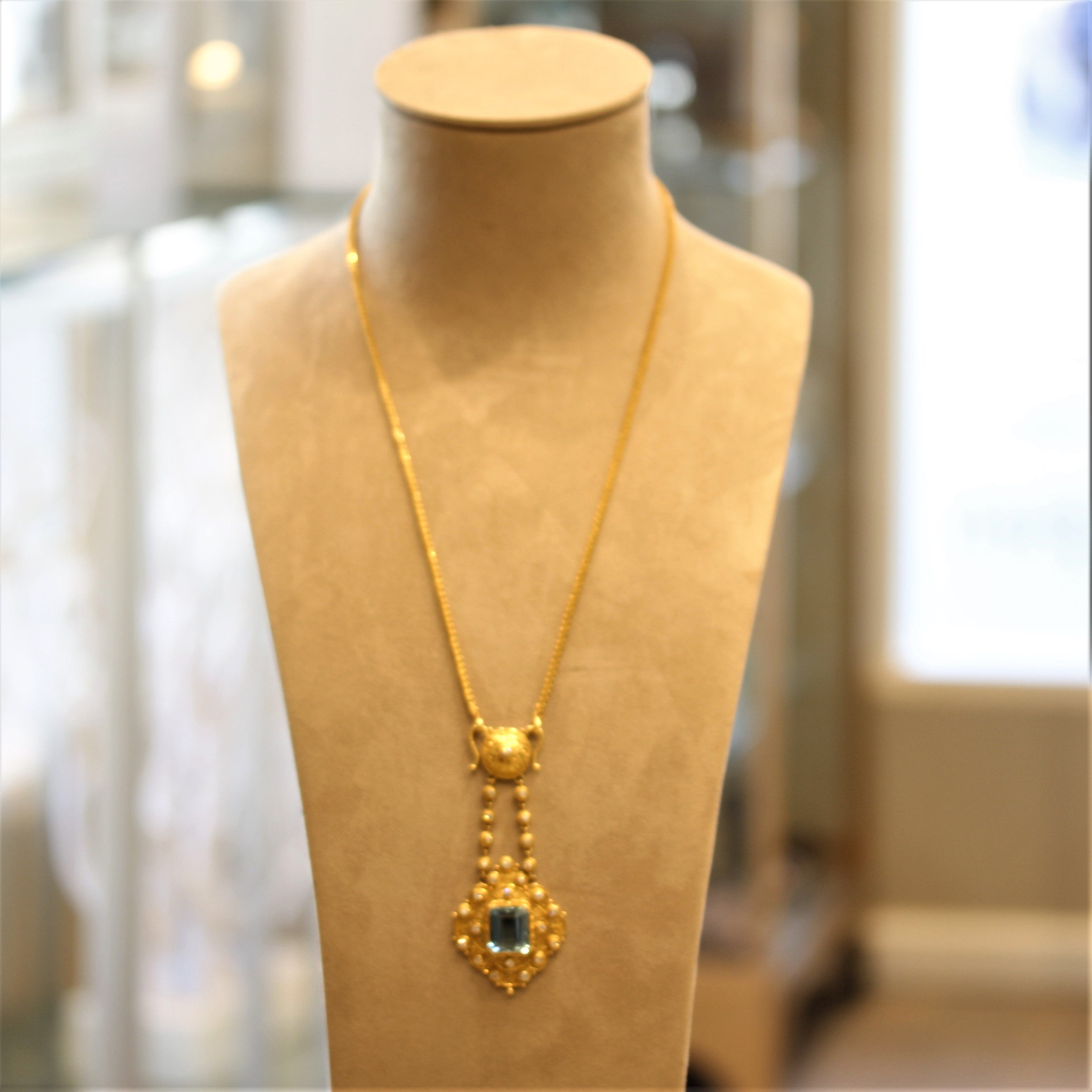 Luna Felix Aquamarine Diamond Gold Pendant