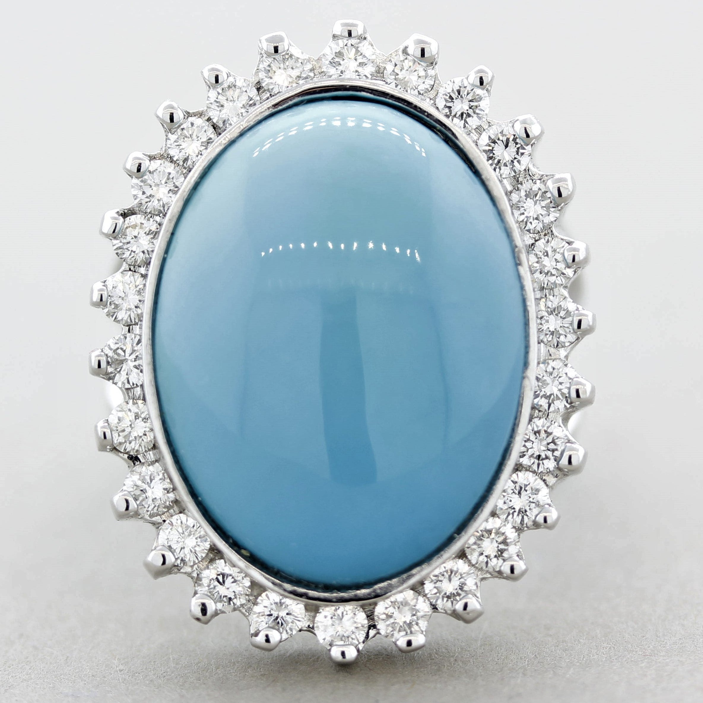 Turquoise Diamond Halo Gold Cocktail Ring