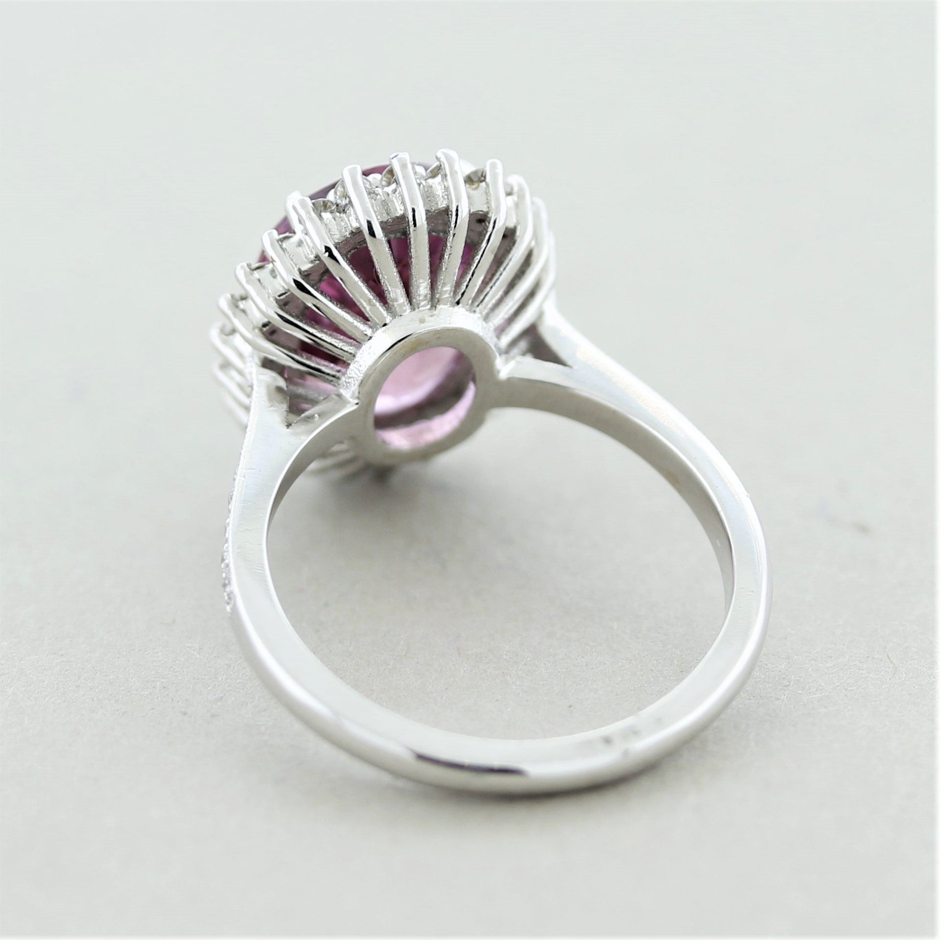 Pink Spinel Diamond Halo Gold Ring