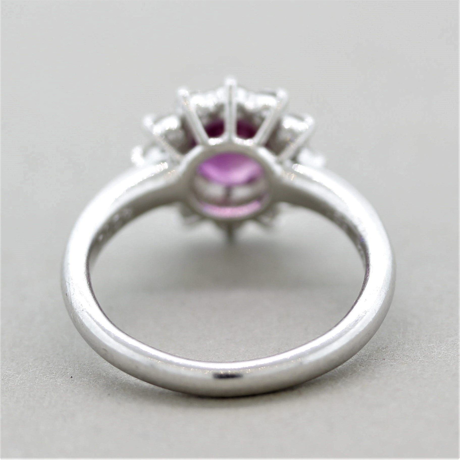 Fine Pink Sapphire Diamond “Princess Diana” Platinum Ring