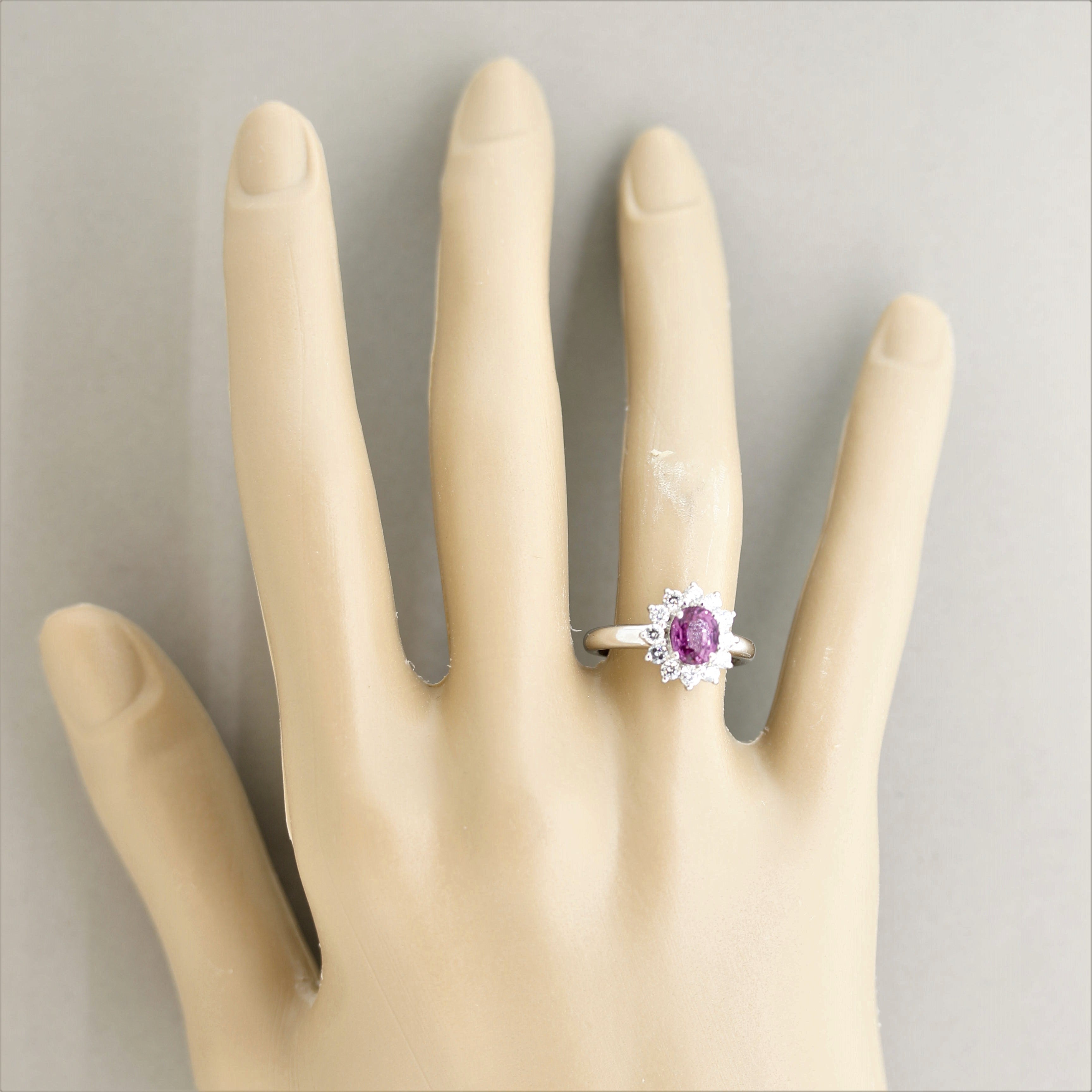Fine Pink Sapphire Diamond “Princess Diana” Platinum Ring
