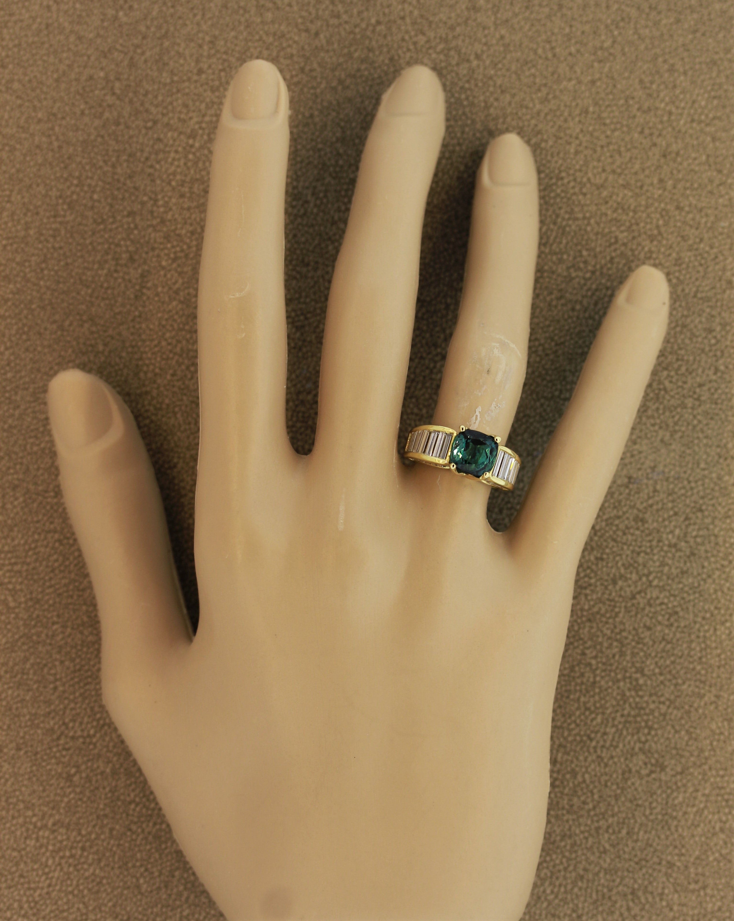 Indicolite Tourmaline Diamond Gold Ring