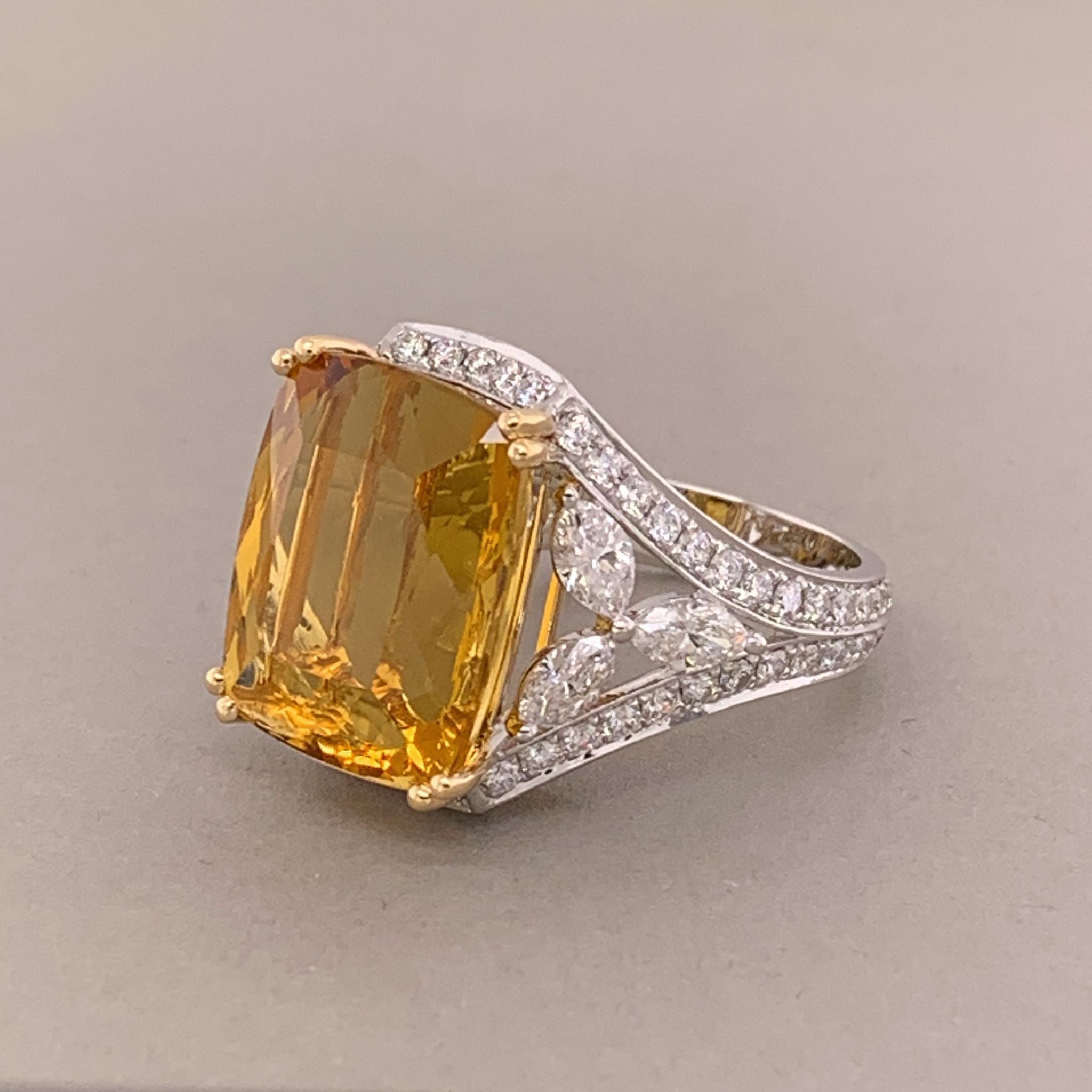 Heliodor Beryl Diamond Gold Ring