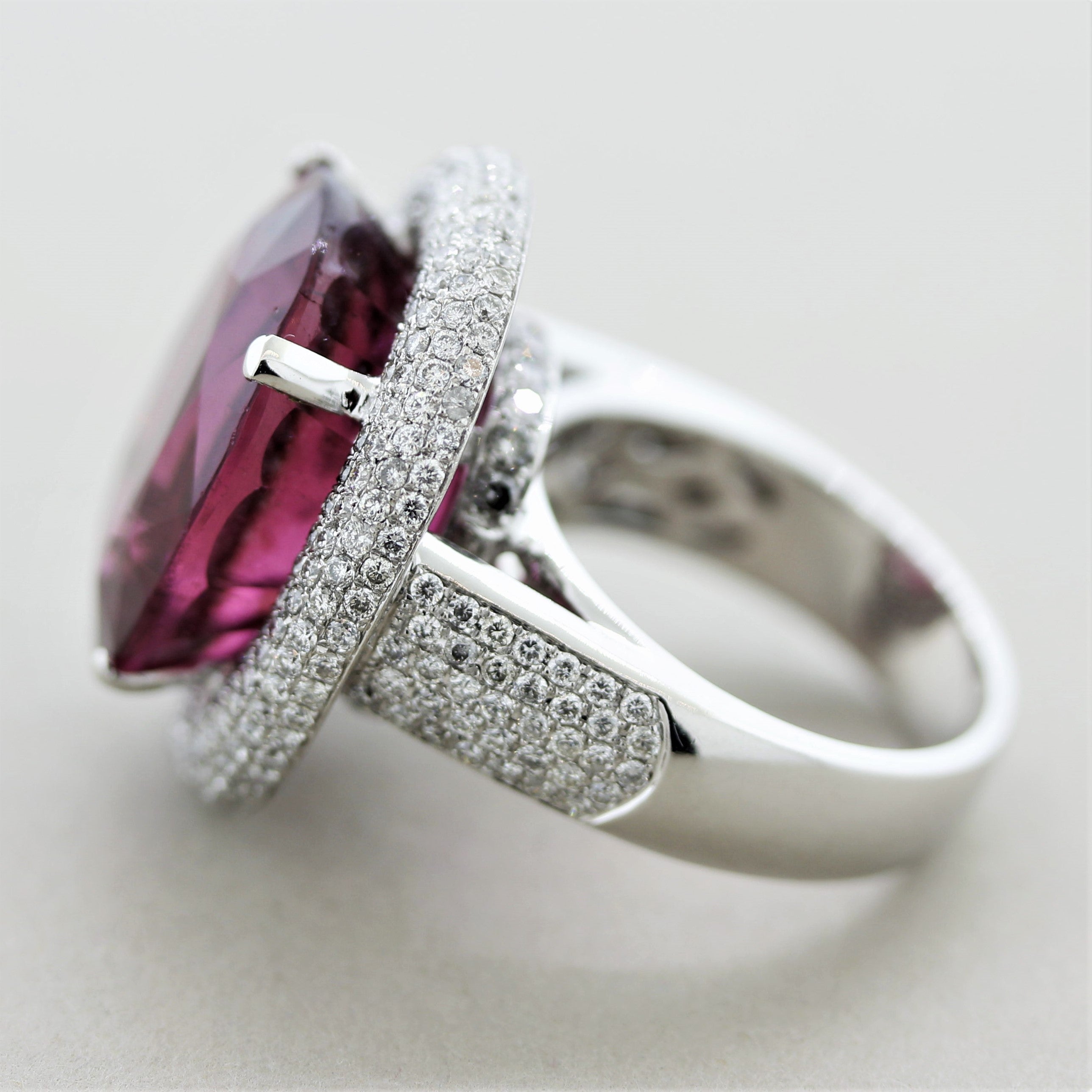 Magnificent Rubellite Tourmaline Diamond Gold Cocktail Ring