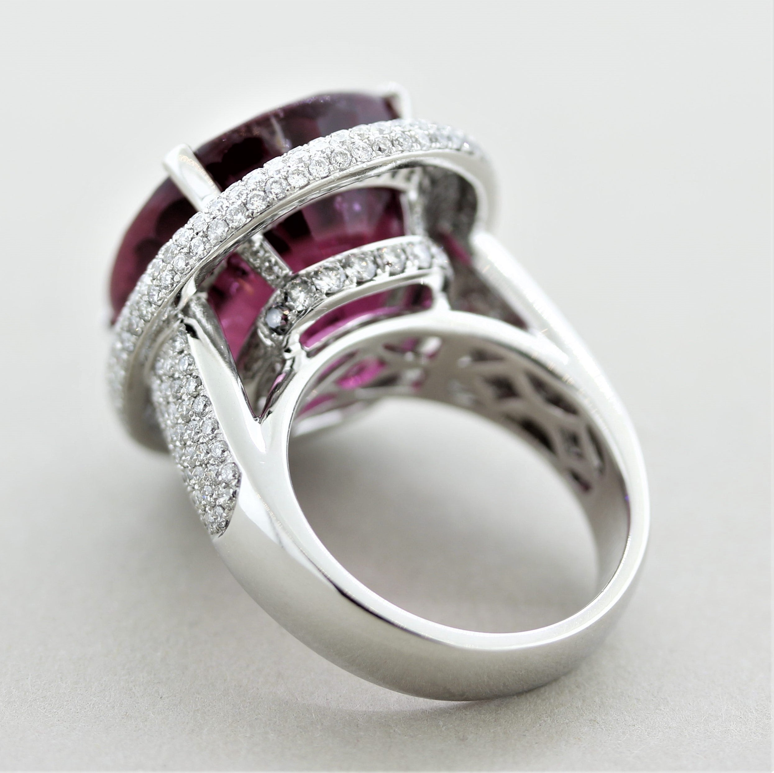 Magnificent Rubellite Tourmaline Diamond Gold Cocktail Ring