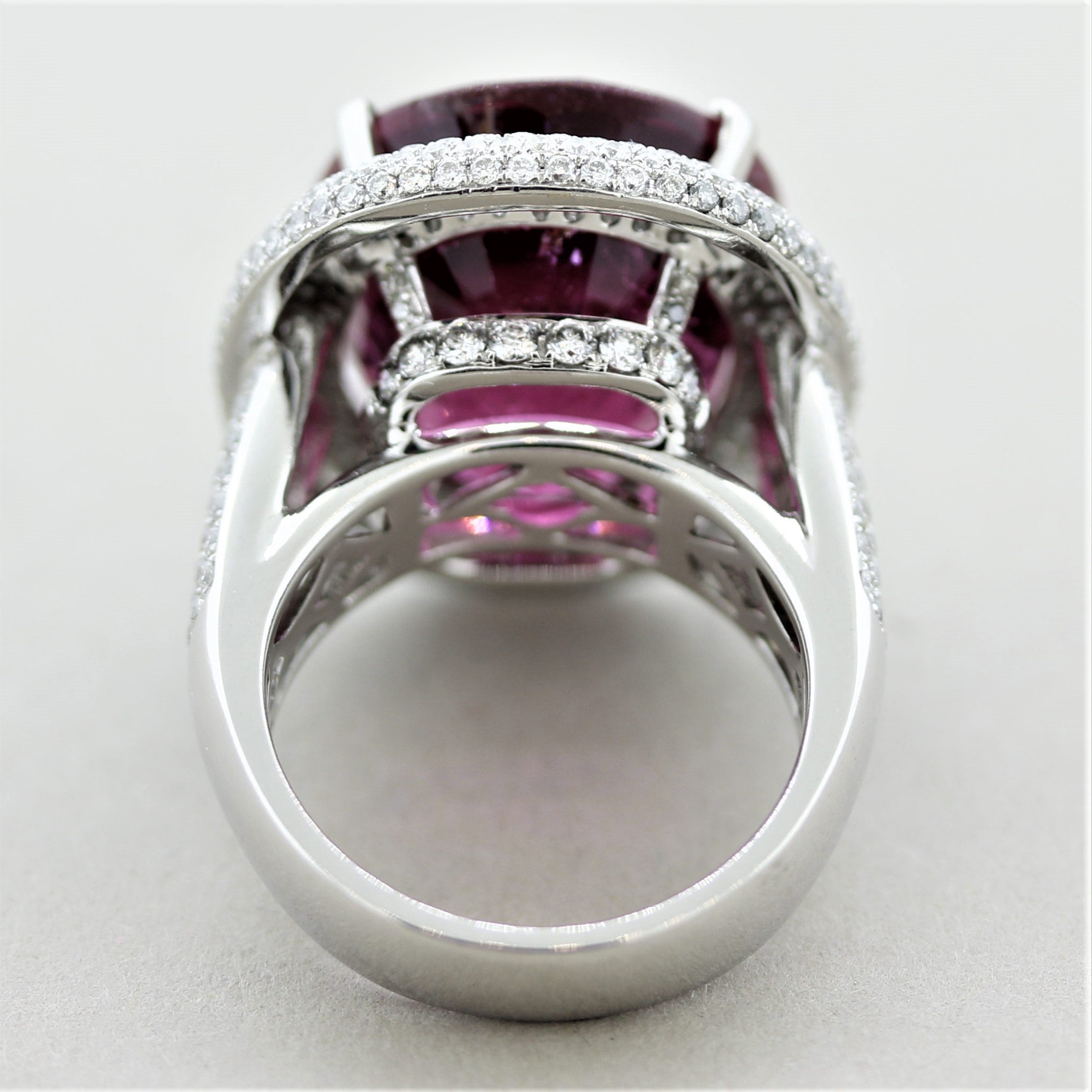 Magnificent Rubellite Tourmaline Diamond Gold Cocktail Ring
