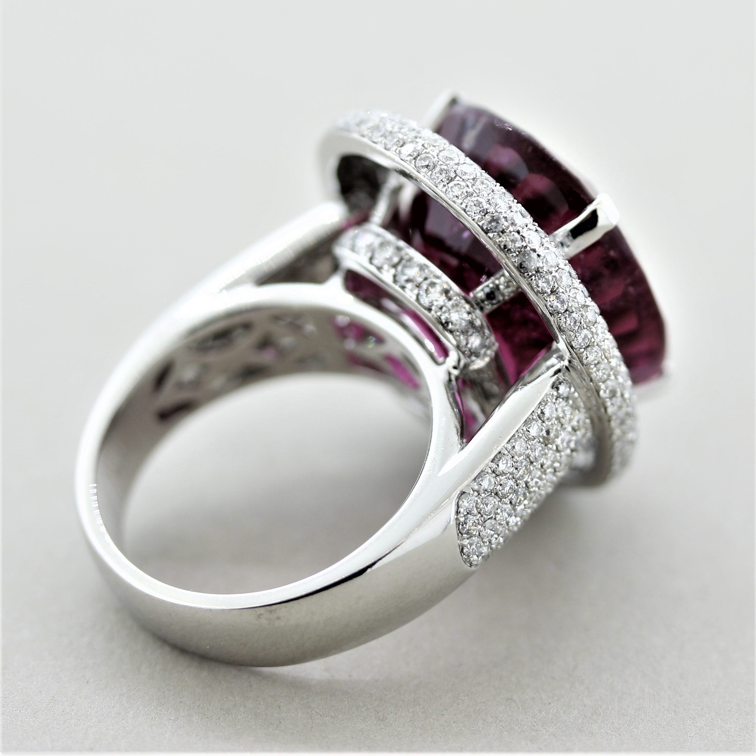 Magnificent Rubellite Tourmaline Diamond Gold Cocktail Ring