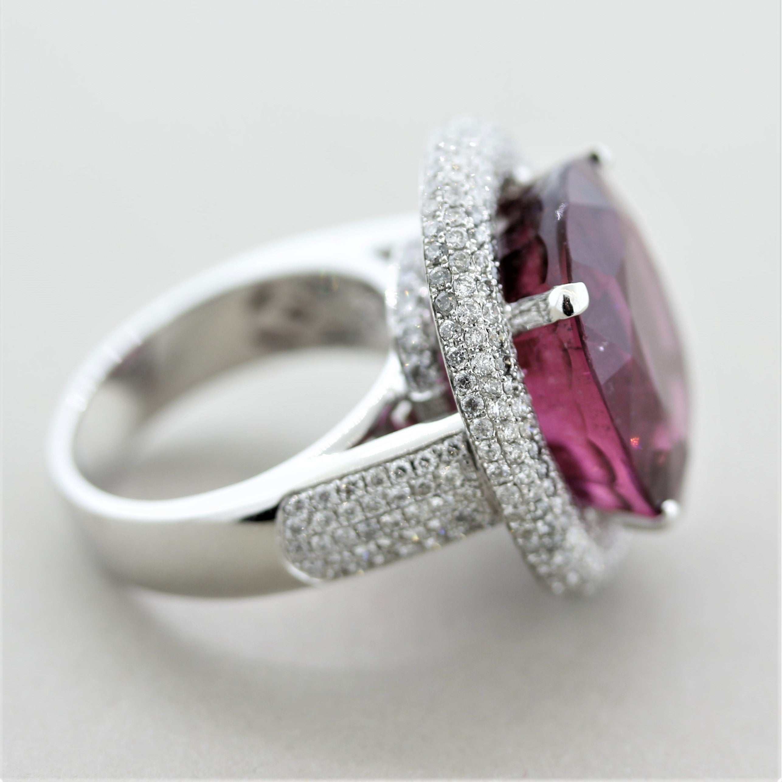Magnificent Rubellite Tourmaline Diamond Gold Cocktail Ring