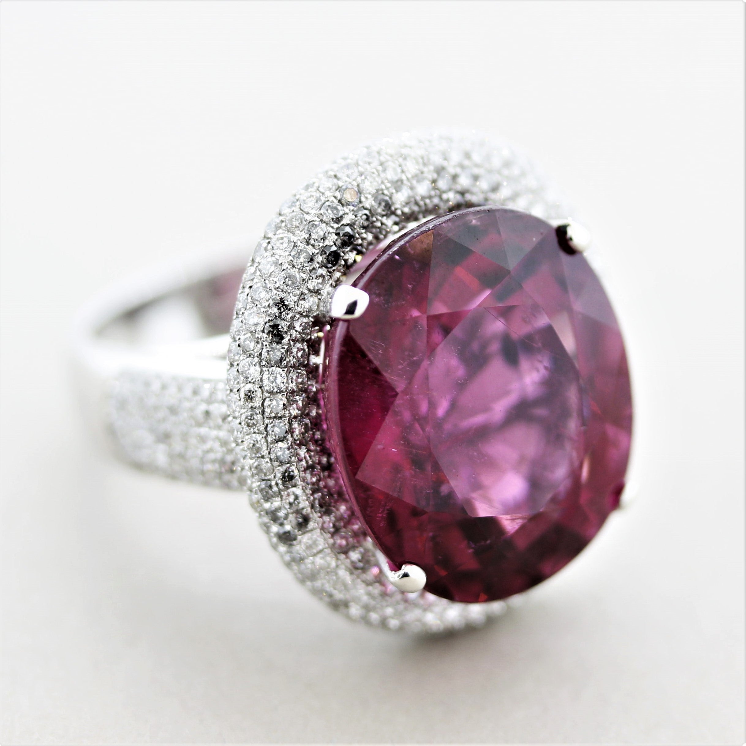 Magnificent Rubellite Tourmaline Diamond Gold Cocktail Ring