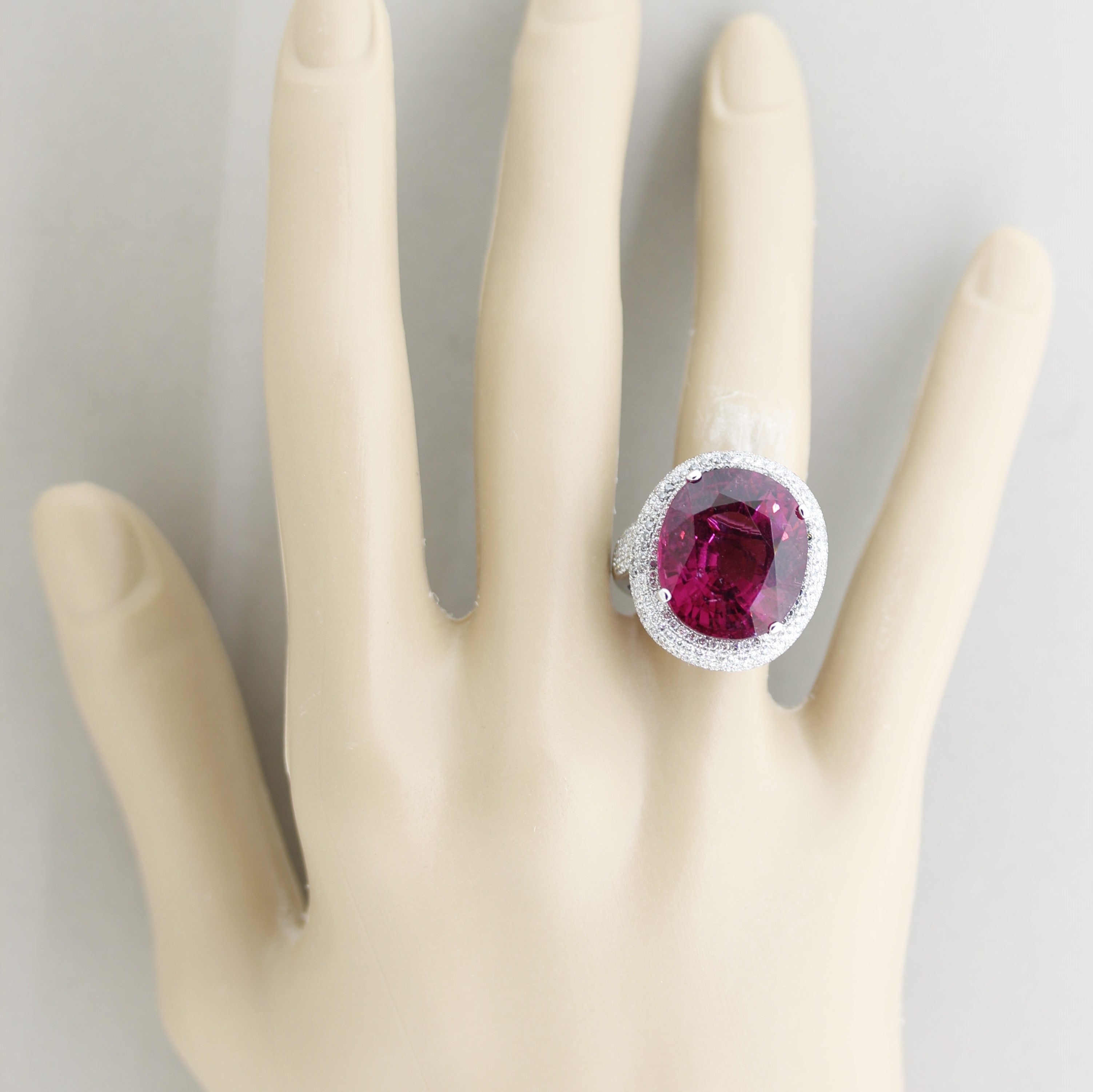 Magnificent Rubellite Tourmaline Diamond Gold Cocktail Ring