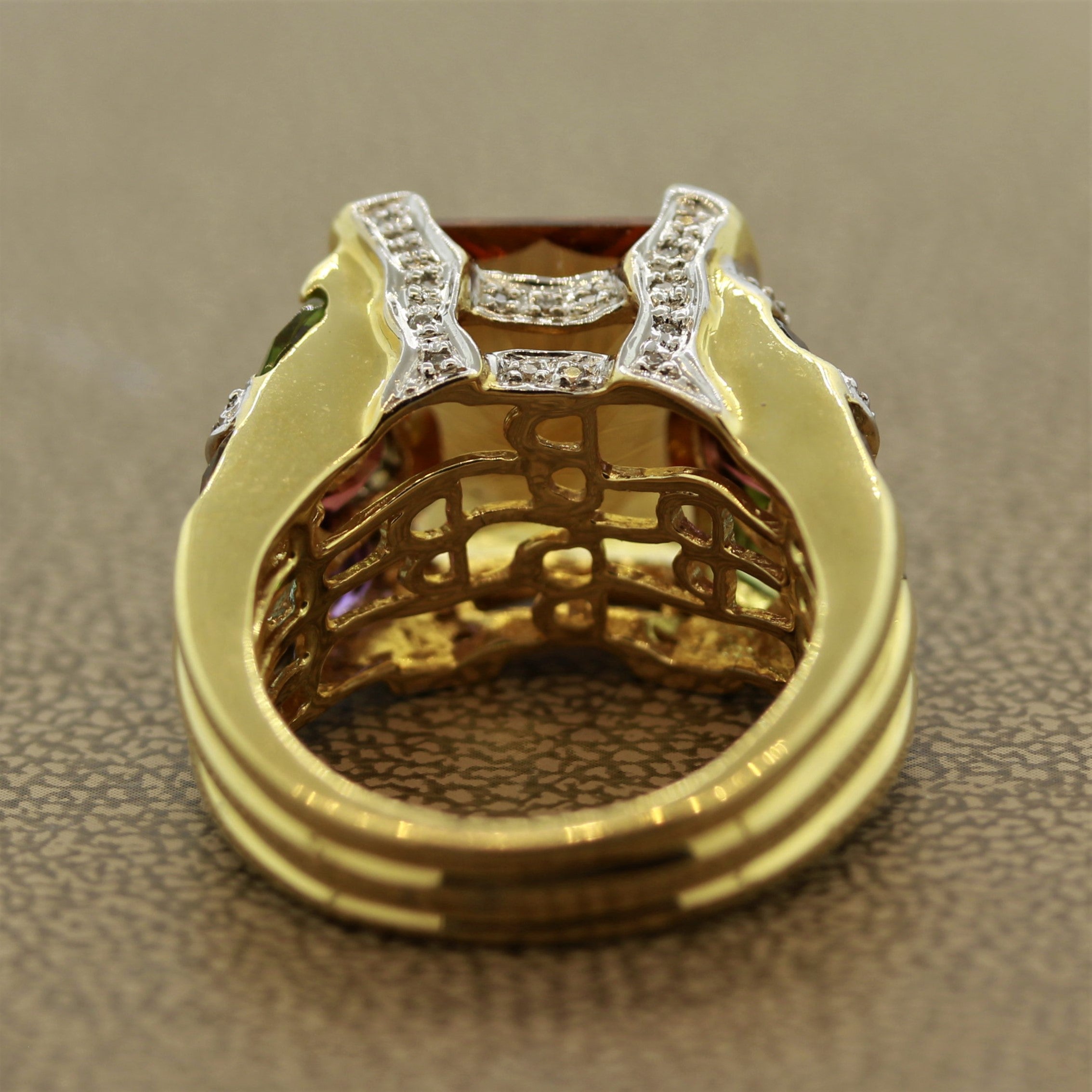 Bellarri Citrine Multi-color Gemstones Diamond Gold Ring