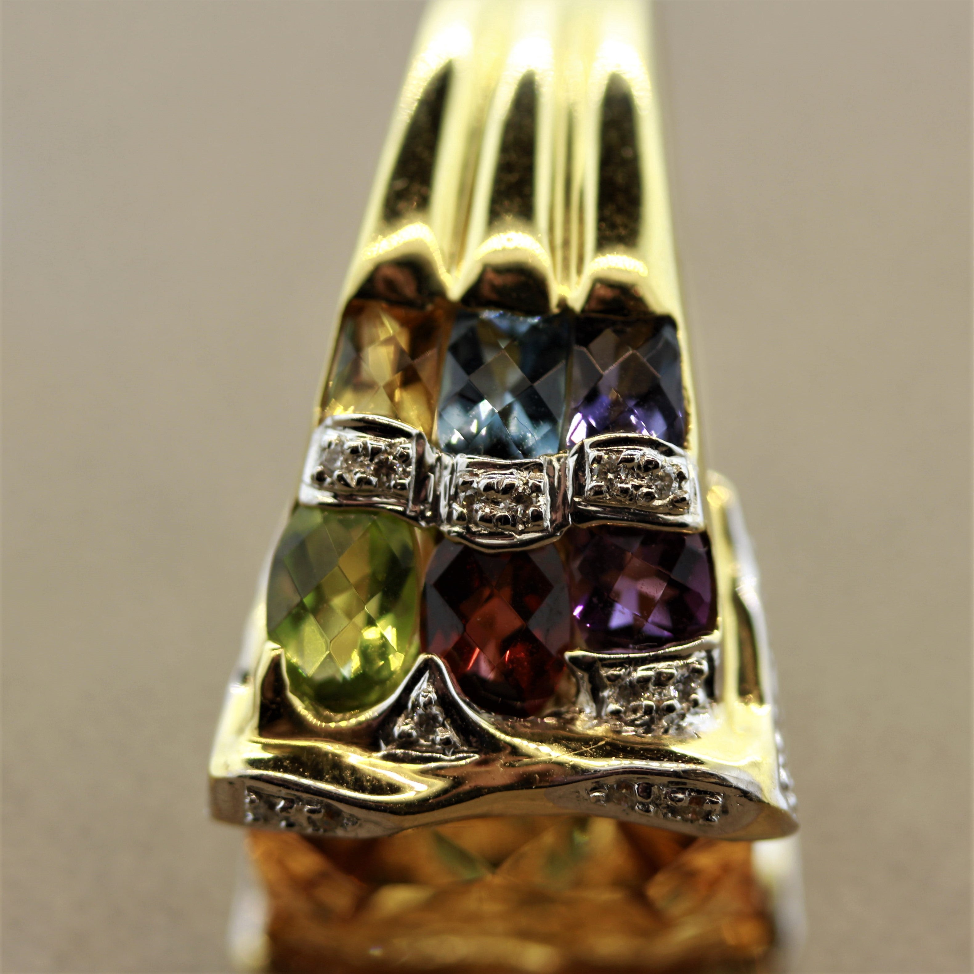 Bellarri Citrine Multi-color Gemstones Diamond Gold Ring