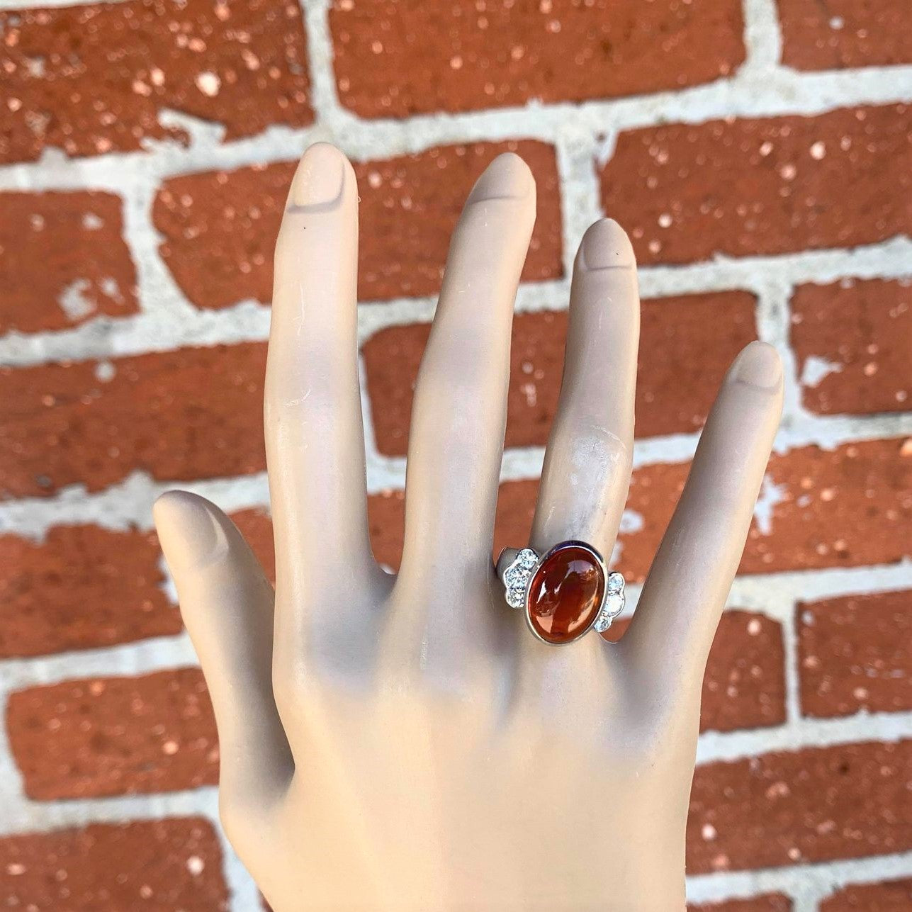 Mexican Fire Opal Diamond Platinum Ring