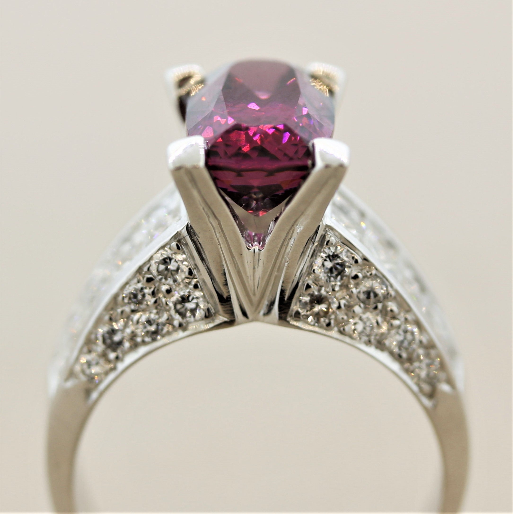 Fine Rhodolite Garnet Diamond Gold Ring
